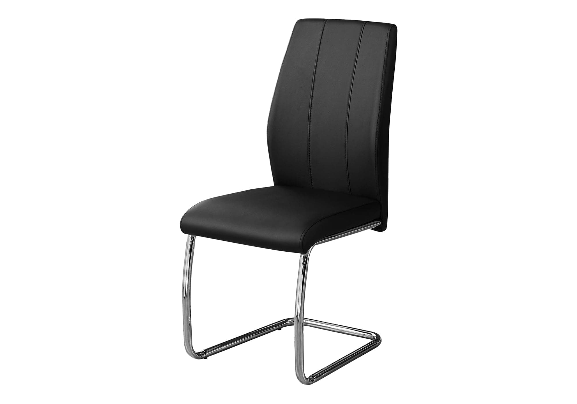 Monarch Specialties I 1076 Dining Chair, Set of 2, Side, Upholstered, Kitchen, Dining Room, Pu Leather Look, Metal, Black, Chrome, Contemporary, Modern