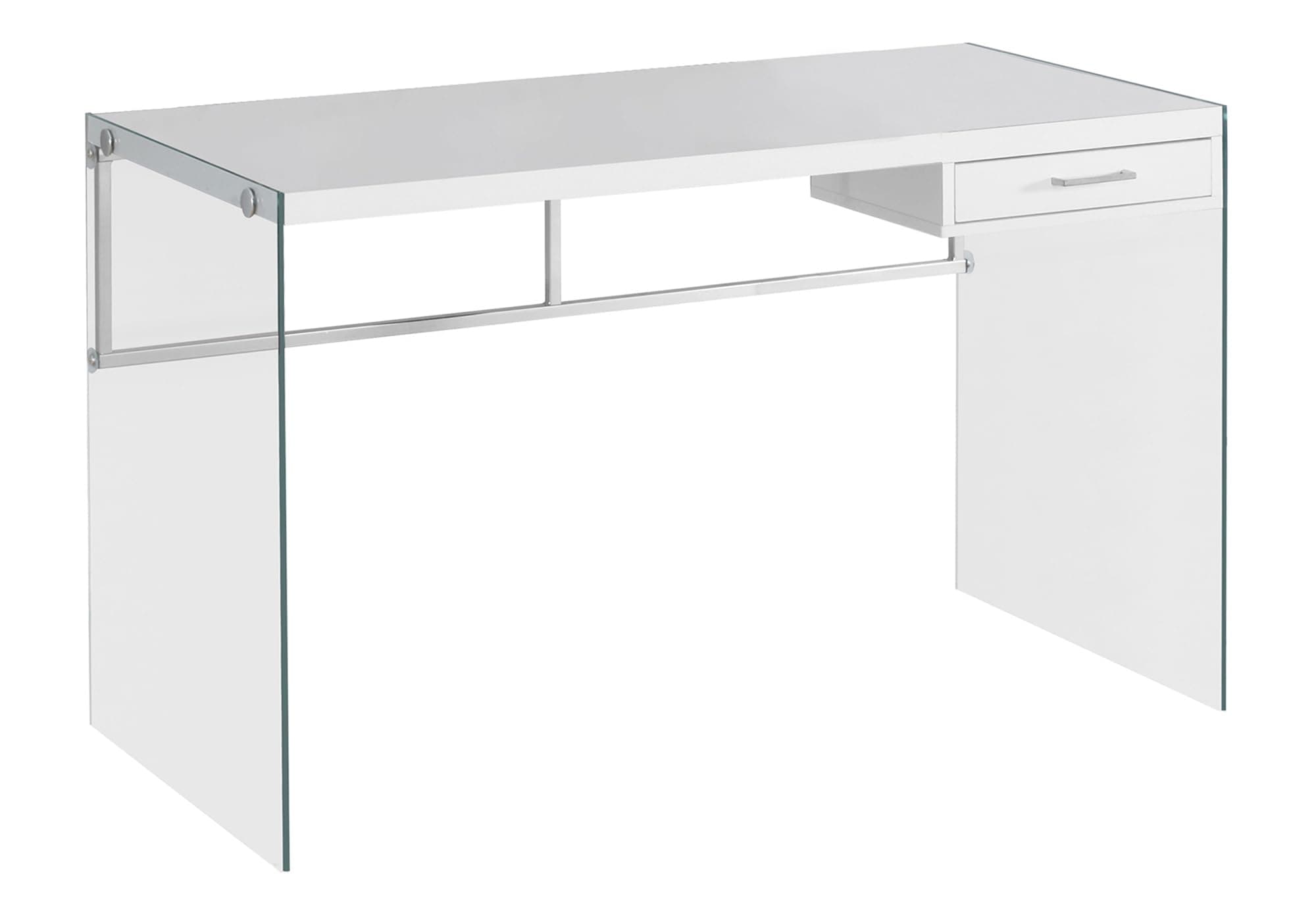 Monarch Computer Desk, Glossy White, 48"