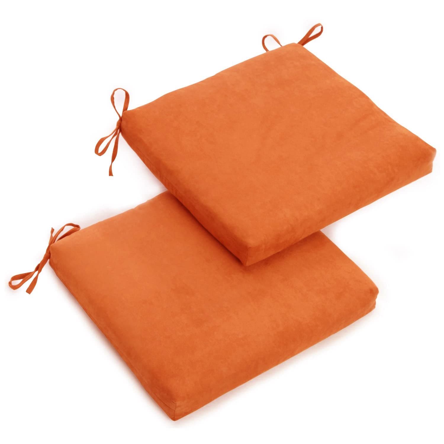 Blazing Needles 20 19-inch Microsuede Chair Cushion, 20" x 19", Tangerine Dream 2 Count