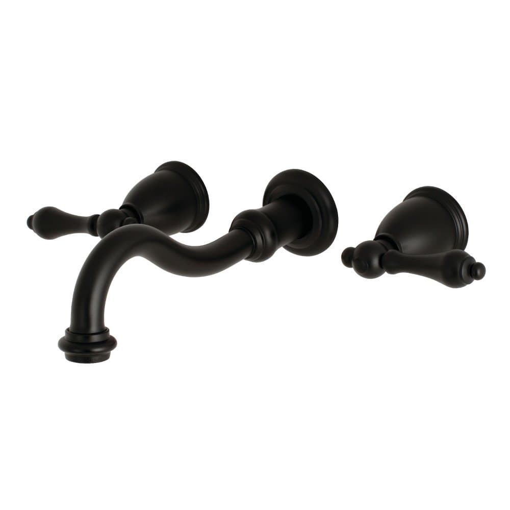 Kingston Brass KS3120AL Vintage 8" Center Wall Mount Vessel Sink Faucet, 7-4/9" in Spout Reach, Matte Black
