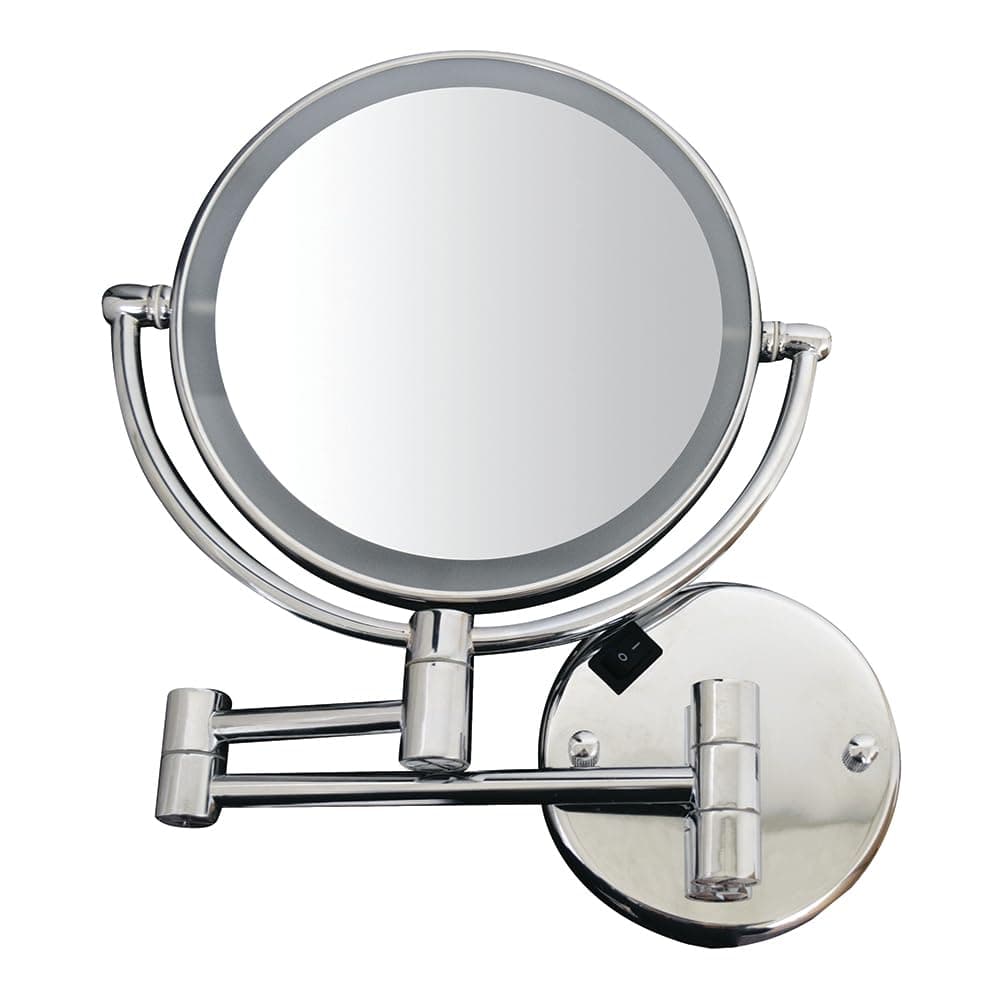 Whitehaus Collection WHMR912-C Whitehaus Round Wall Mount Dual LED 7X Magnified Mirror, Polished Chrome