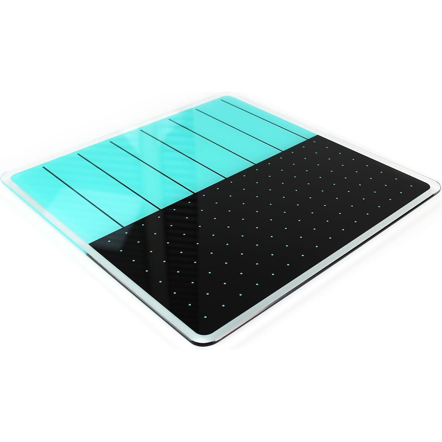 Floortex Viztex Glacier Teal & Black Plan & Grid Glass Dry Erase Board - 14" x 14"
