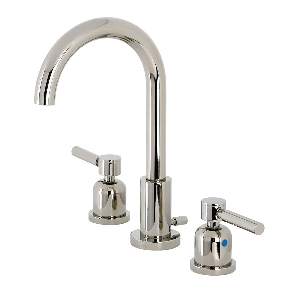Kingston Brass FSC8929DL Concord 8" Widespread Lavatory Faucet with Brass Pop-up, 5-3/8" in Spout Reach, Polished Nickel