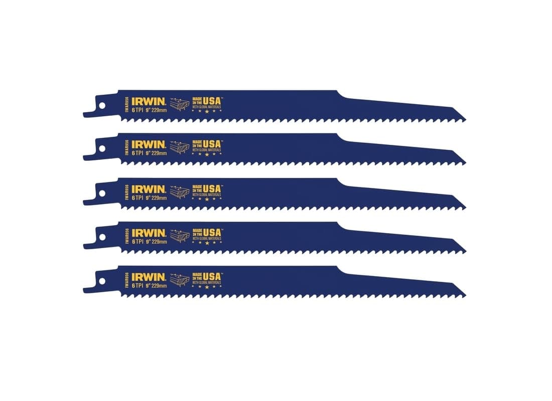 Irwin 372956P5 Reciprocating Saw Blade 9-Inch 6TPI, 5-Pack