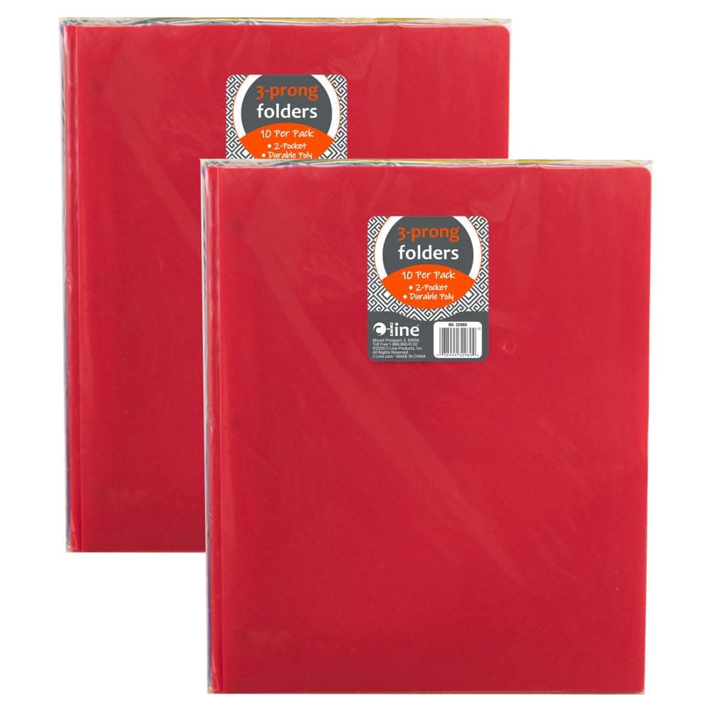 C-Line Heavyweight 2-Pocket Portfolio Folder with Fasteners, Assorted Colors, 10/Pack, 2 Packs/Bundle (CLI32960-2)