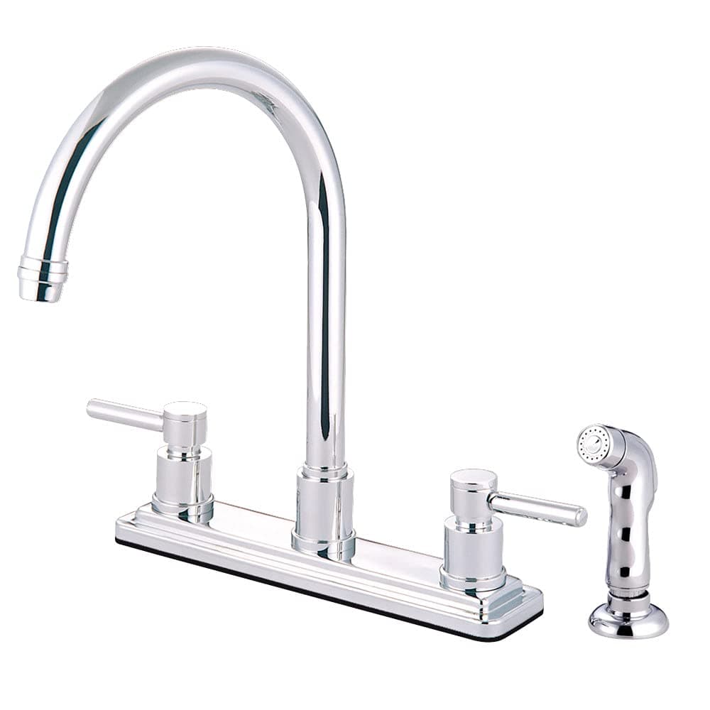 KINGSTON BRASS KS8791DL Concord Twin Lever Handles Kitchen Faucet, 8" Spout Reach, Polished Chrome