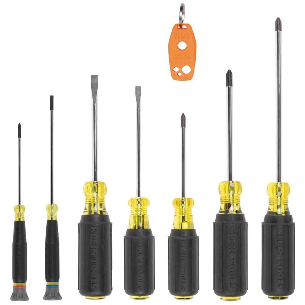 Klein Tools 85808 8-Piece Screwdriver Set, Made in USA, Precision Machined Tips, (4) Phillips, (3) Slotted, Magnetizer/Demagnetize