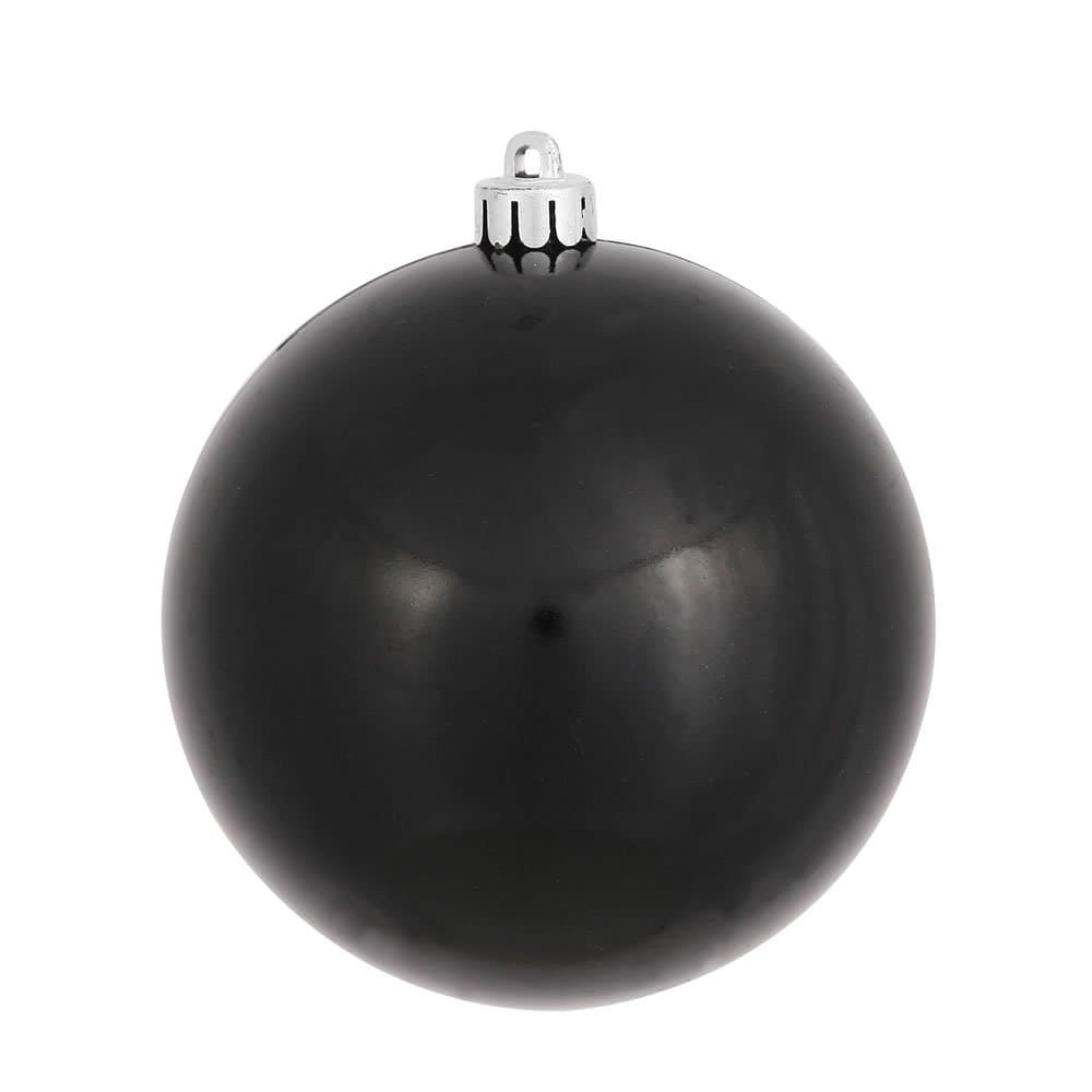 Vickerman Candy Finish Shatterproof Christmas Ball Ornament, UV Resistant with Drilled Cap, 6 per Bag, 4", Black