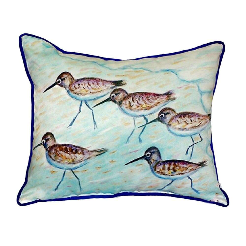 Betsy Drake Sandpipers Small Indoor/Outdoor Pillow 12x12