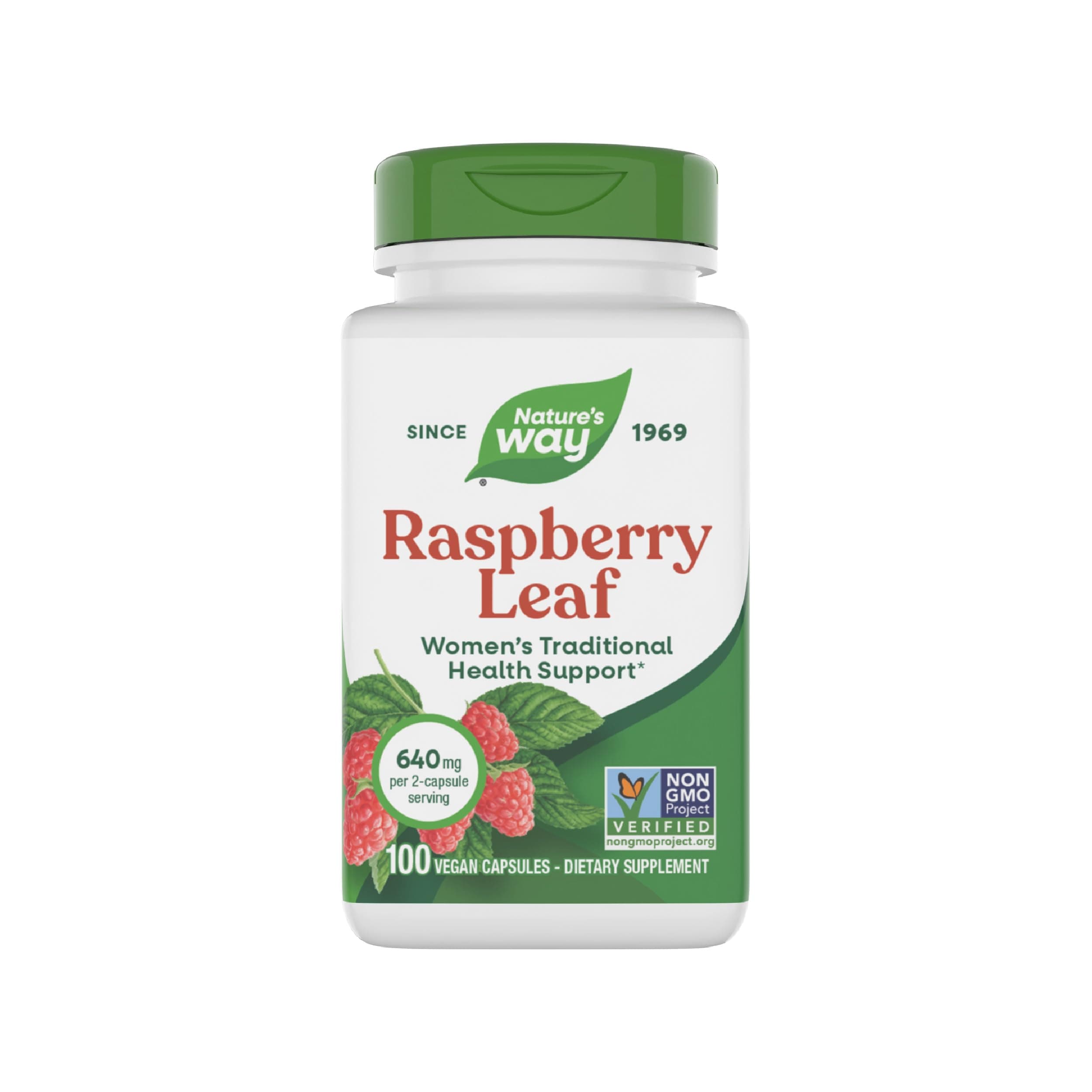 Nature's Way Raspberry Leaf - Traditional Women’s Wellness Supplement for Plant-Based Support* - Traditional Herbal Supplement - Vegan, Gluten-Free & Dairy-Free - 100 Count (50 Servings)