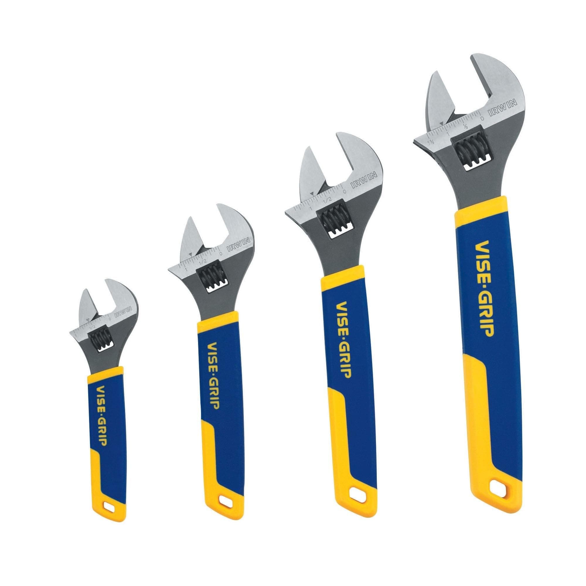 Irwin 2078706 4-Piece 6-Inch Long, 8-Inch Long, 10-Inch Long and 12-Inch Long Adjustable Wrench Tray Set