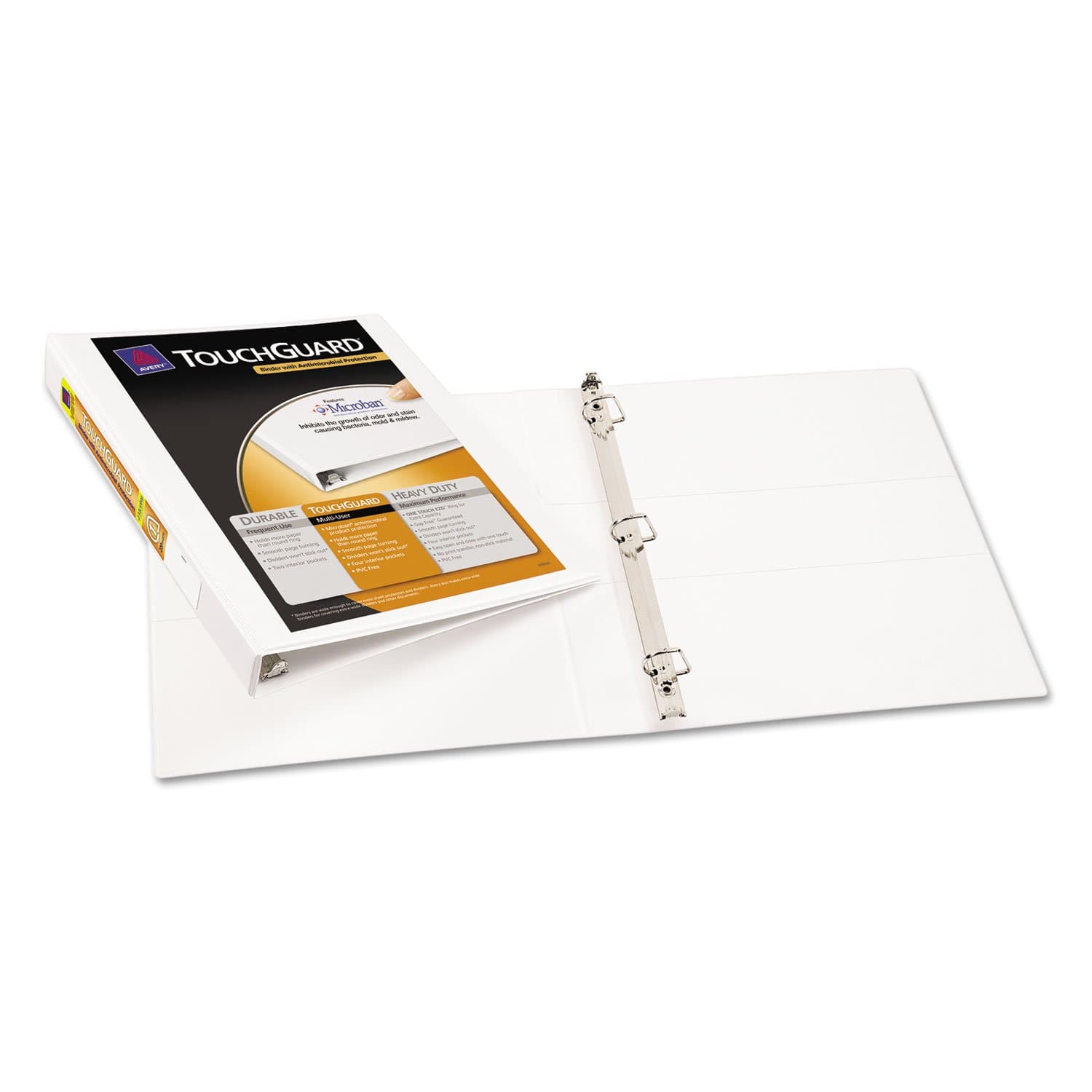 Avery 17141 Touchguard View Binder w/Slant Rings, 1-Inch Cap, White