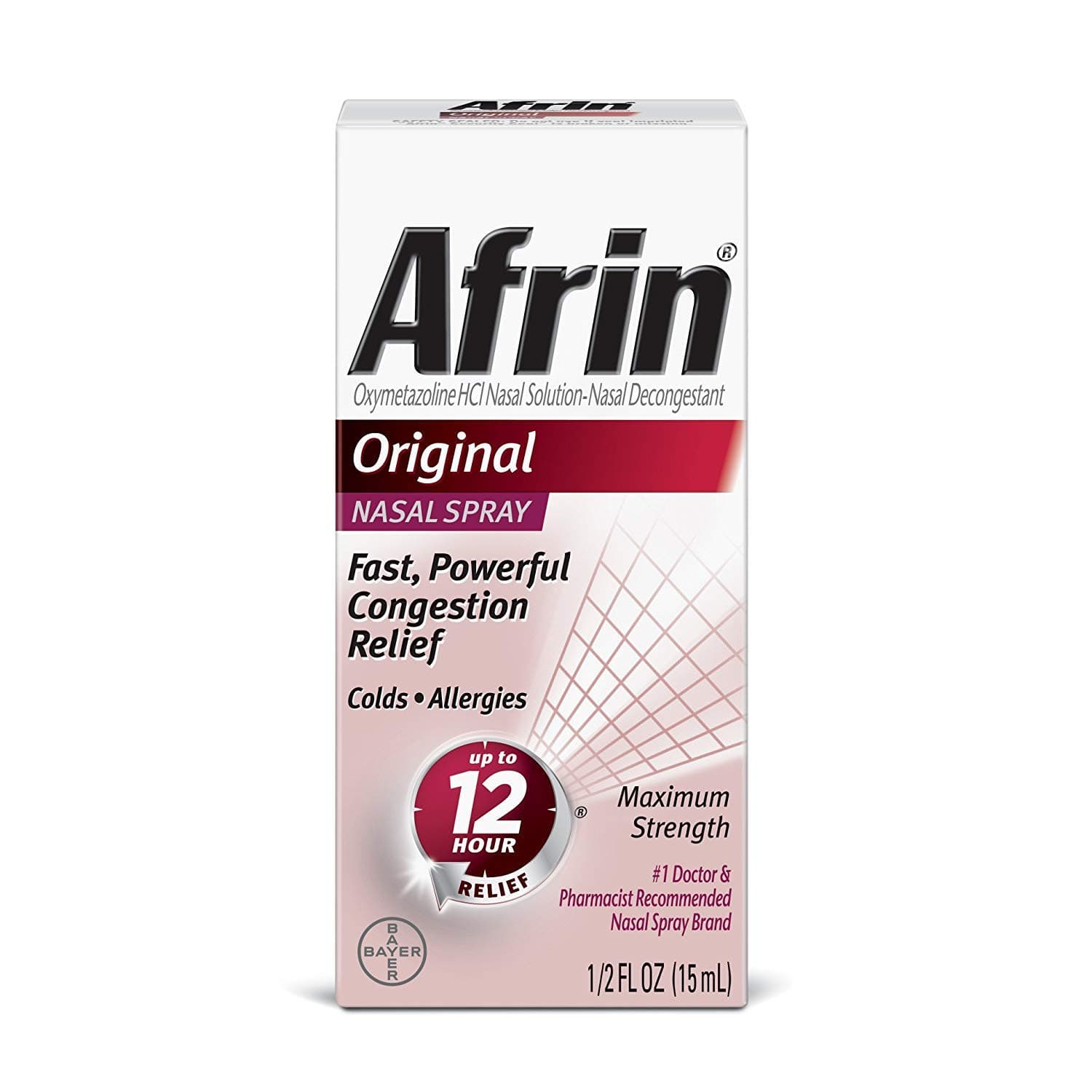 Afrin Nasal Spray 12 Hour Relief, Original, 0.5 fl oz (Pack of 6)