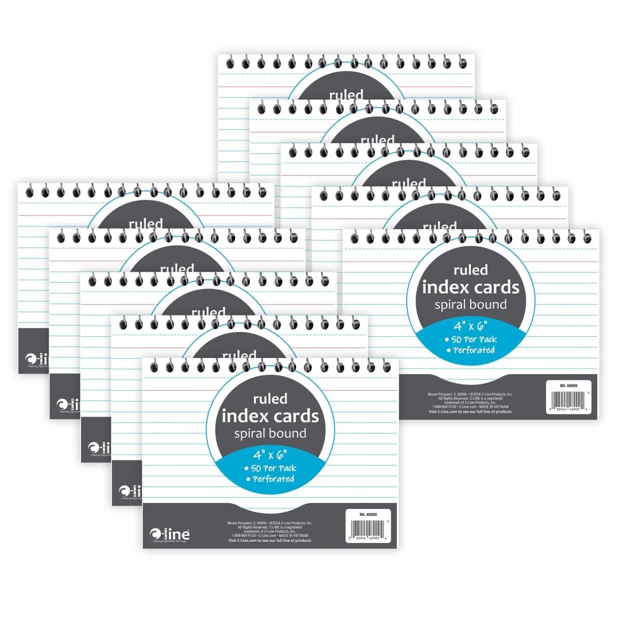 C-Line Products CLI48909-10 4 x 6 in. Spiral Index Card Notebook - 10 Each