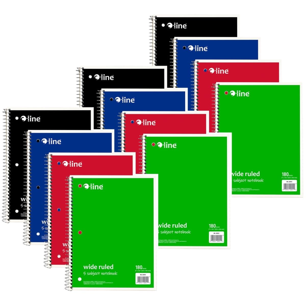 C-Line Products CLI22051-3 Wide Ruled 5-Subject Notebook - 3 Each