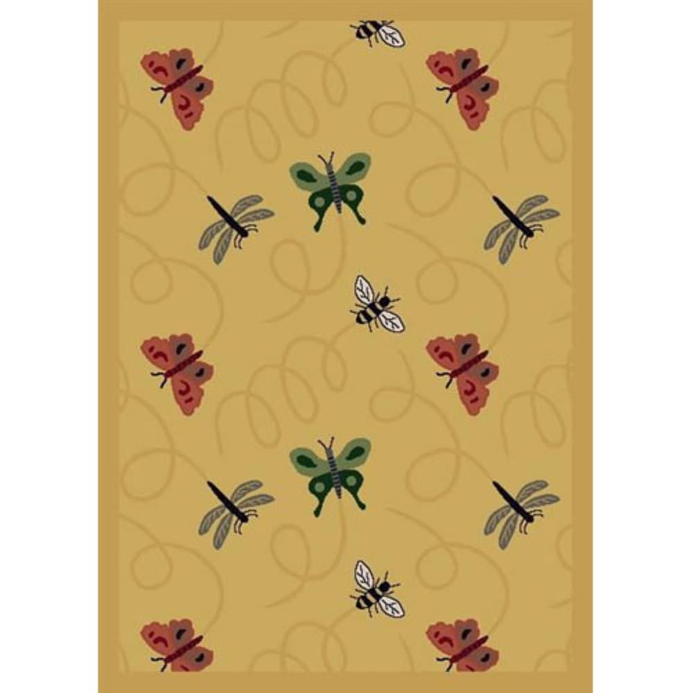 Joy Carpets Kaleidoscope Wing Dings Whimsical Area Rugs, 46-Inch by 64-Inch by 0.36-Inch, Gold