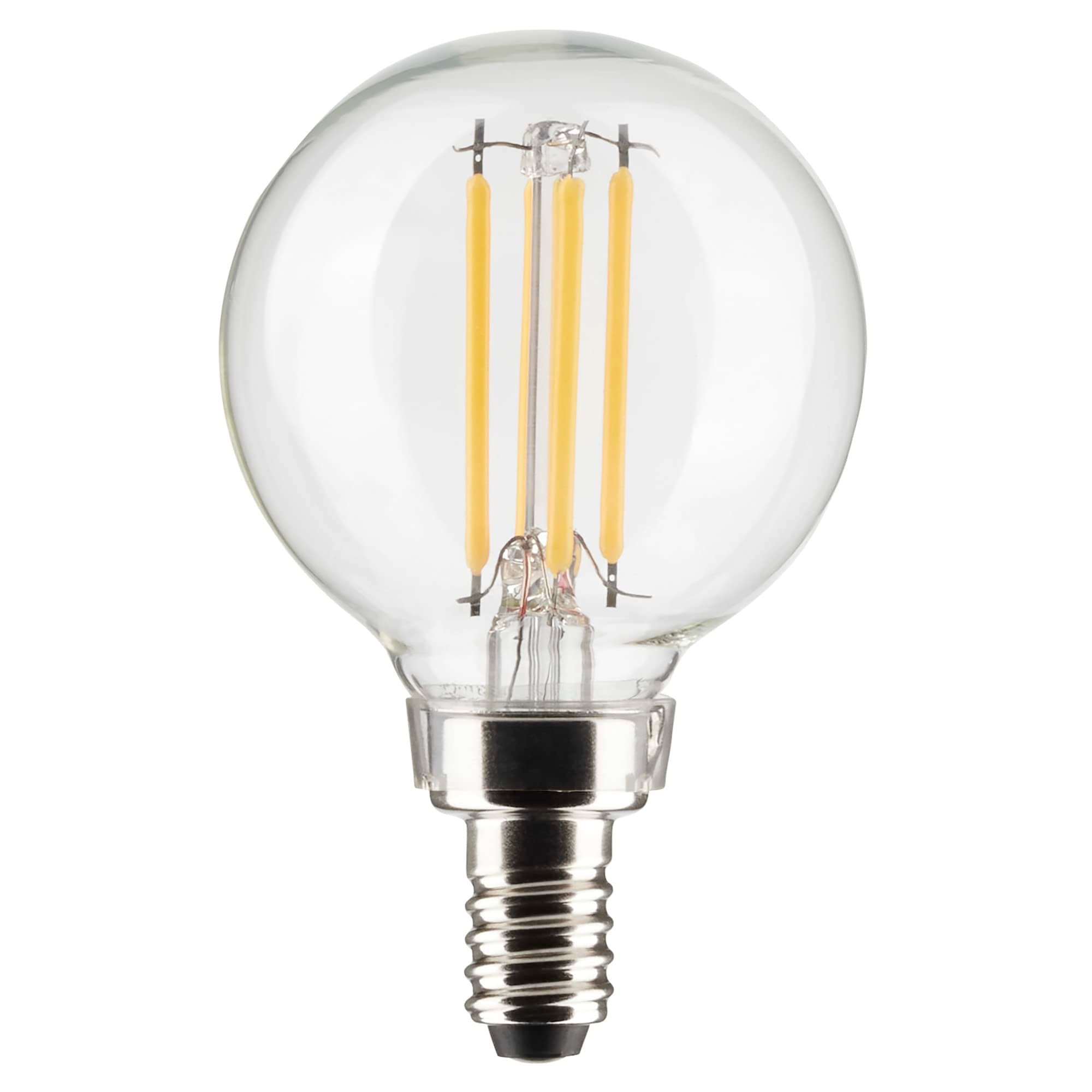 Satco 4-Watt LED E12 Light Bulb, 3000K, 15000 Hour Rating, Dimmable
