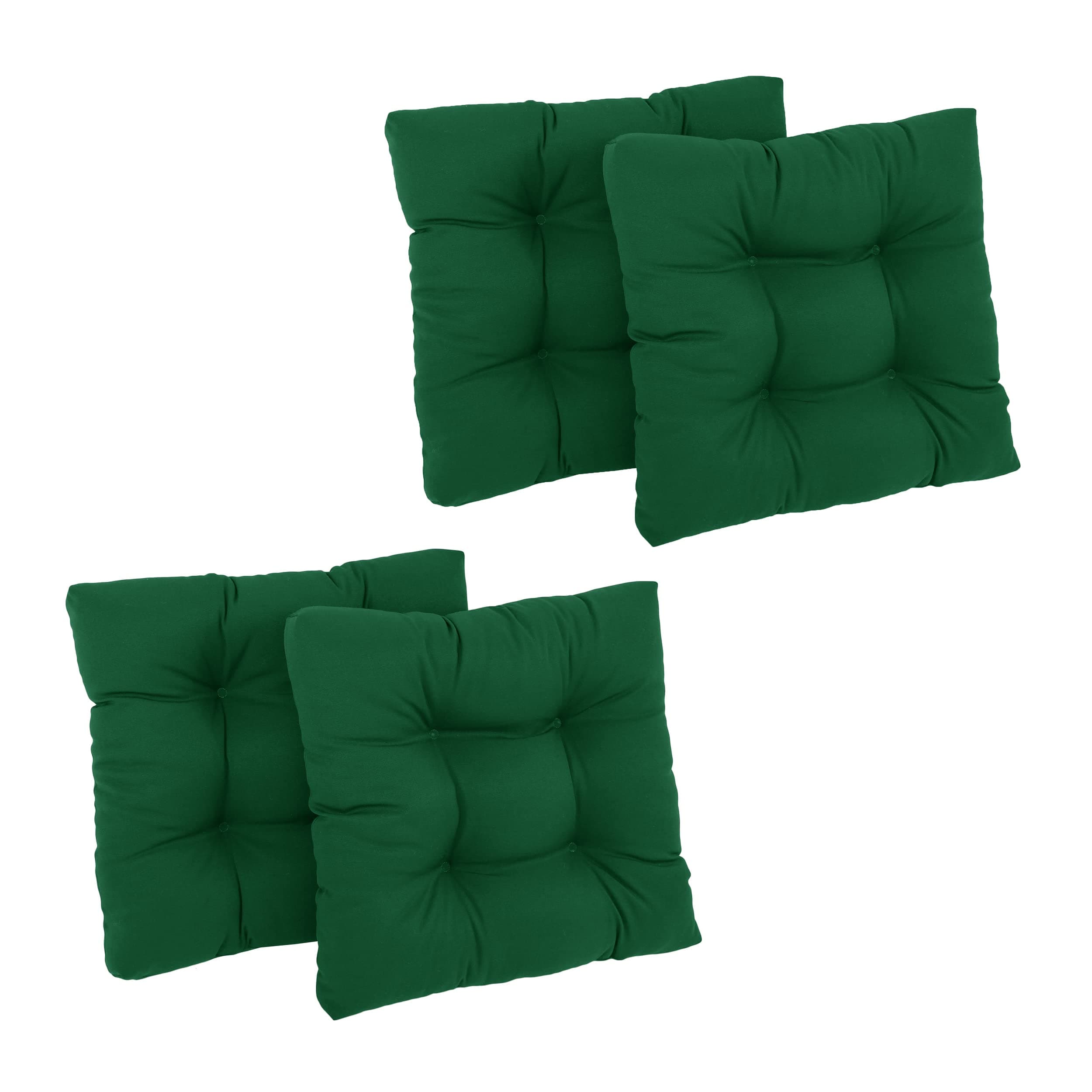 Blazing Needles 19-inch Twill Square Chair Cushion, 19" x 19", Forest Green 4 Count