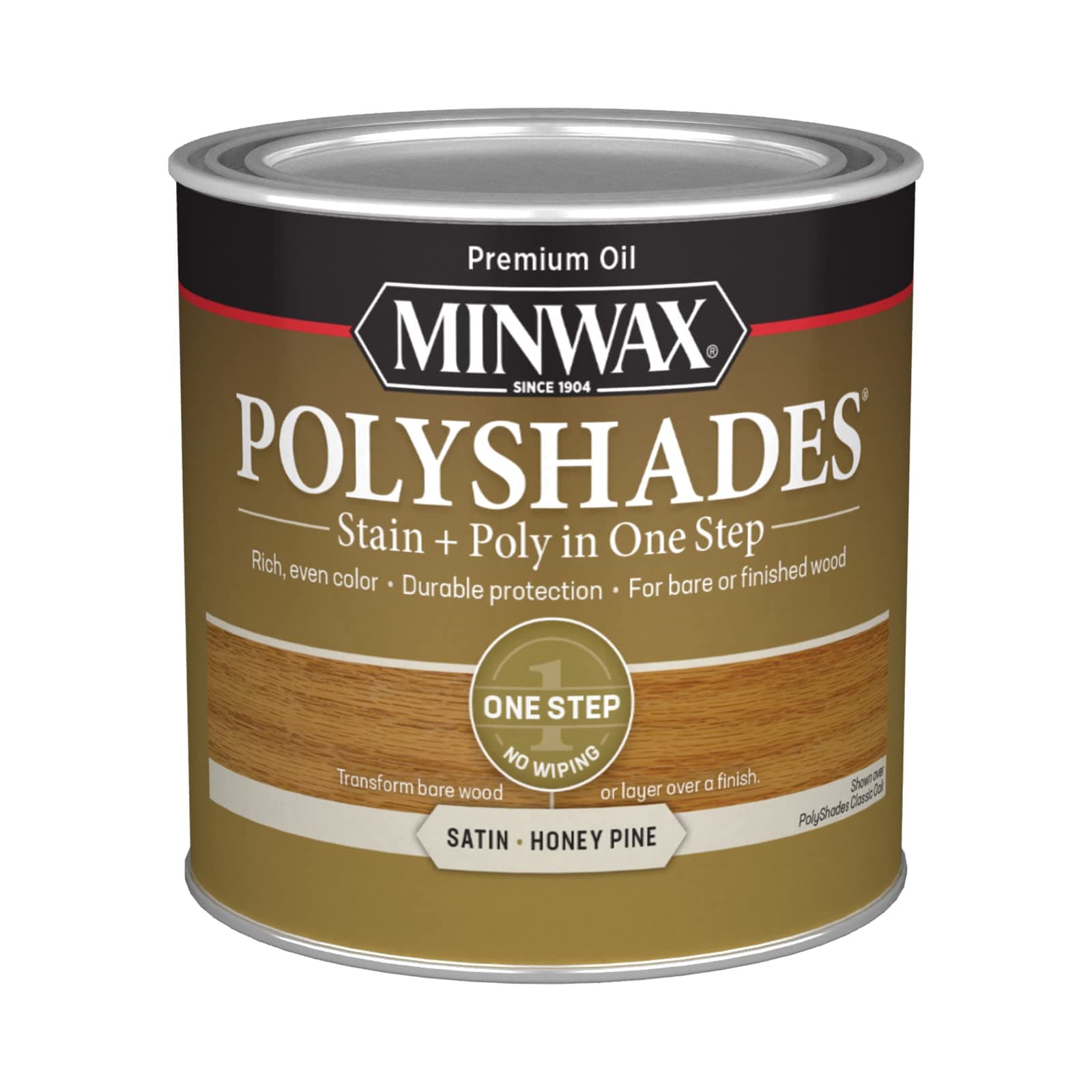 Minwax PolyShades Wood Stain + Polyurethane Finish – ½ Pint, Honey Pine, Satin