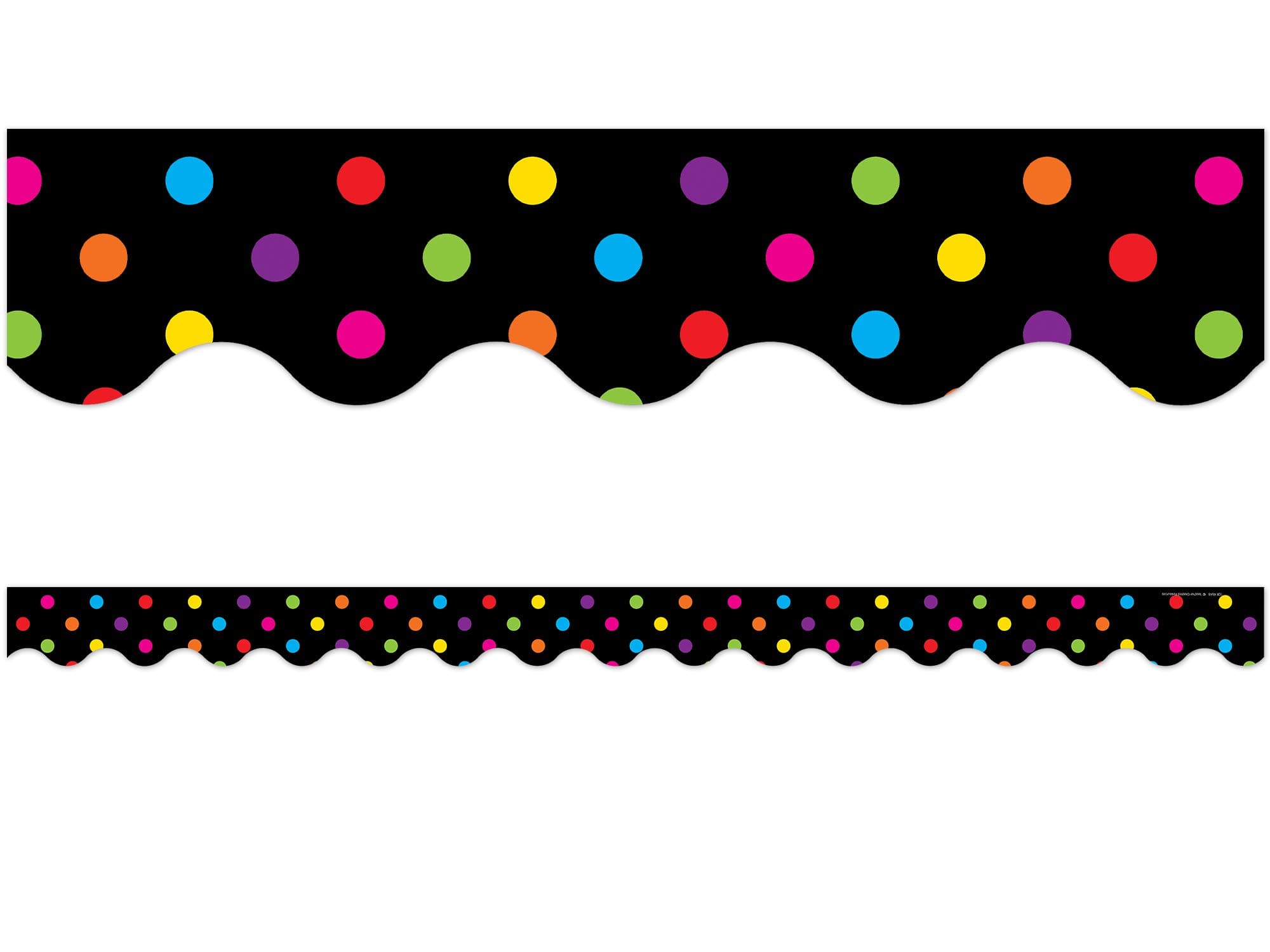 Teacher Created Resources 4648 Black/Multicolor Dots Scalloped Border Trim