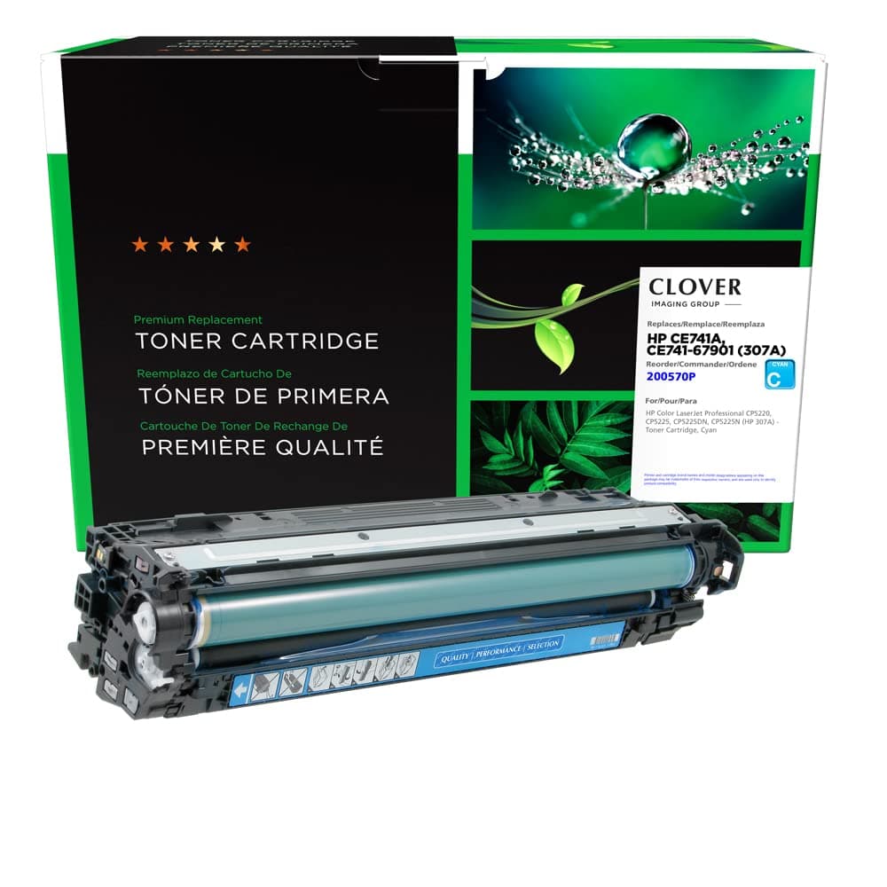 Clover Remanufactured Toner Cartridge for HP 307A CE741A | Cyan