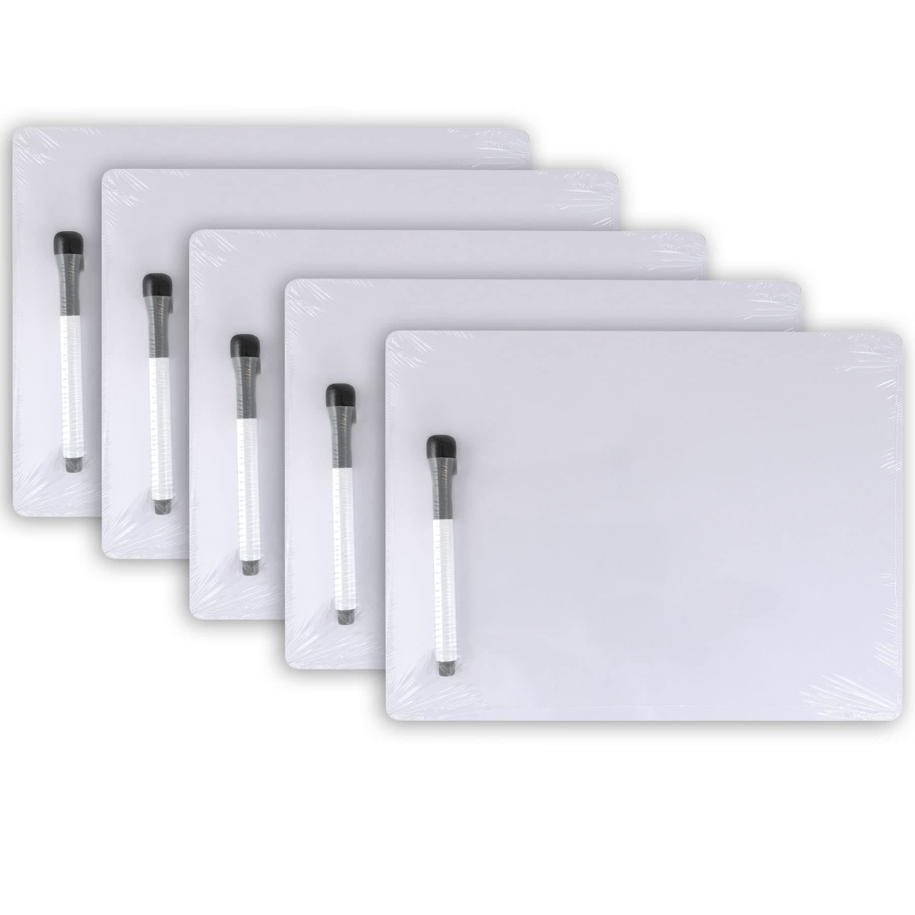 Pacon Dry Erase Whiteboard, 1-Sided, Plain, with Marker/Eraser, 9" x 12", 5 Sets