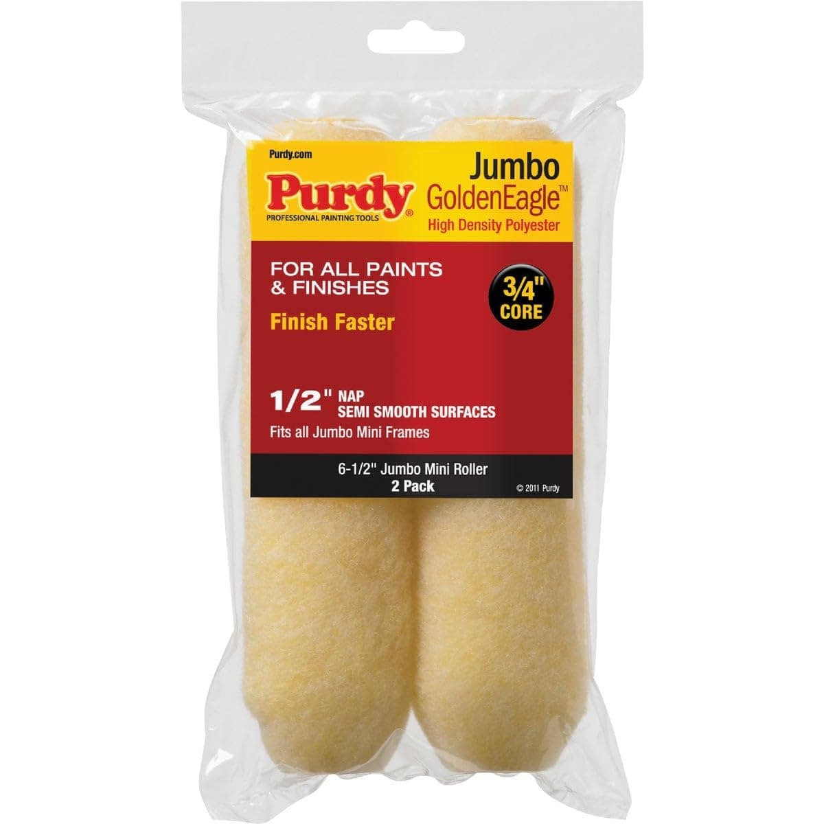 Purdy 140626023 Jumbo Mini Golden Eagle Roller Replacement, 2-Pack, 6-1/2 inch x 1/2 inch nap
