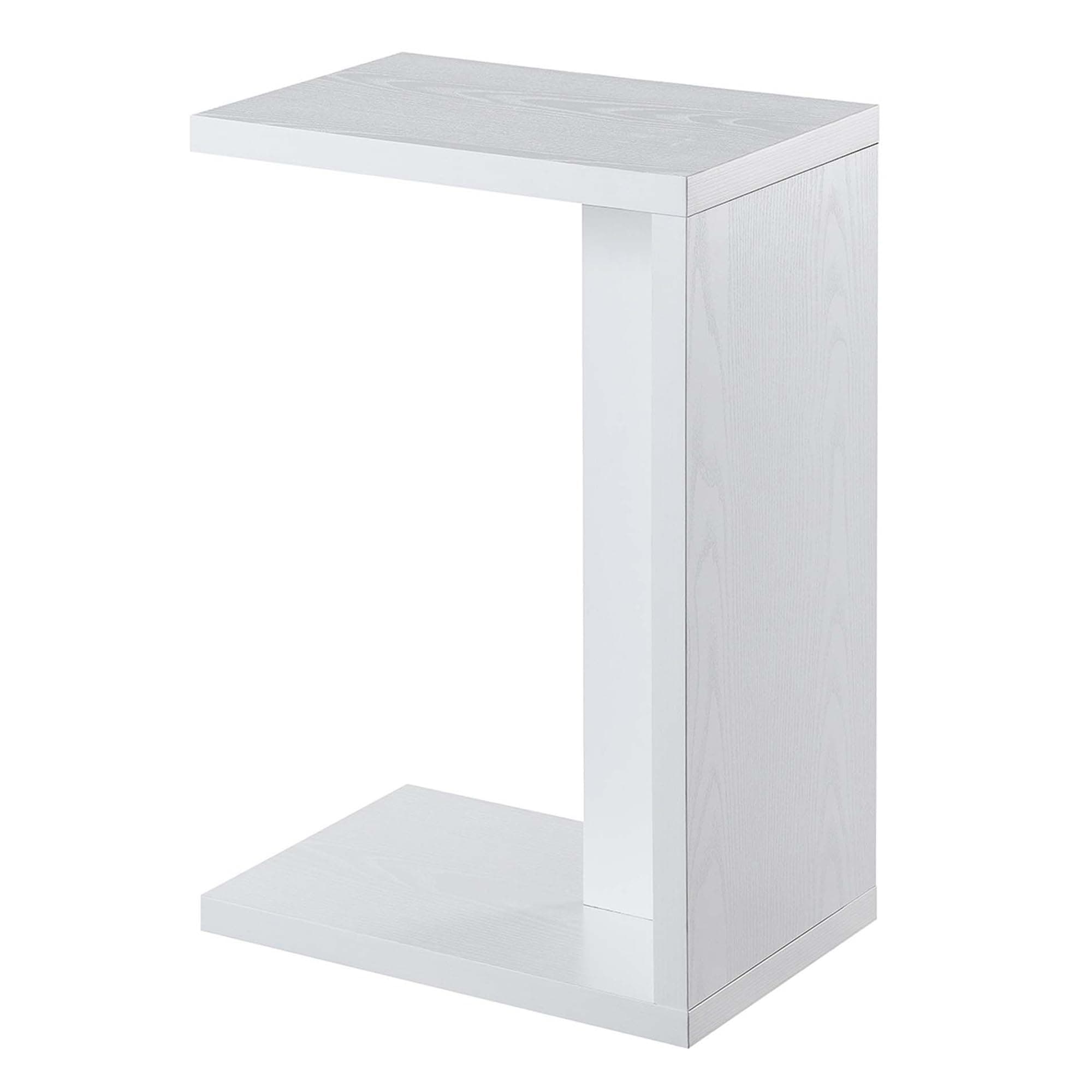 Convenience Concepts Northfield Admiral C Shaped End Table 18" - Contemporary Modern C Shaped Side Table, Minimalist Couch Sliding End Table for Living Room, White