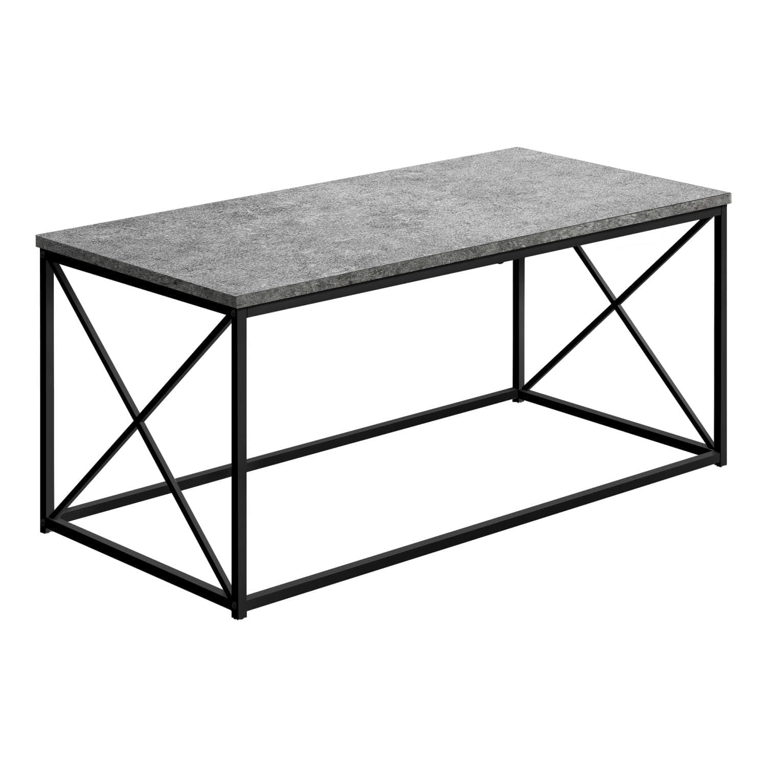 Monarch Specialties I 3785 Coffee Table, Accent, Cocktail, Rectangular, Living Room, 40" L, Metal, Laminate, Grey, Black, Contemporary, Modern