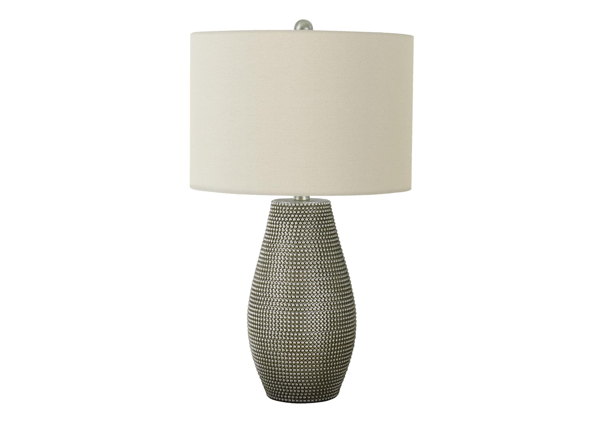 Monarch Specialties 9654 LightingTable Lamp, Grey Resin, Ivory/Cream Shade, Contemporary Lighting-24 H Table, 14" L x 14" W x 23.5" H
