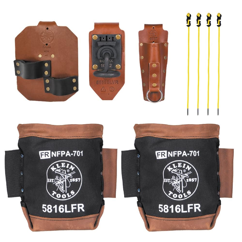 Klein Tools 5800HRN Tool Holder Set for Iron Worker Tools, Spud Wrench, Connecting Bar, Bull Pin Holders, (4) Tension Straps, (2) Bolt Bags, Brown/Black