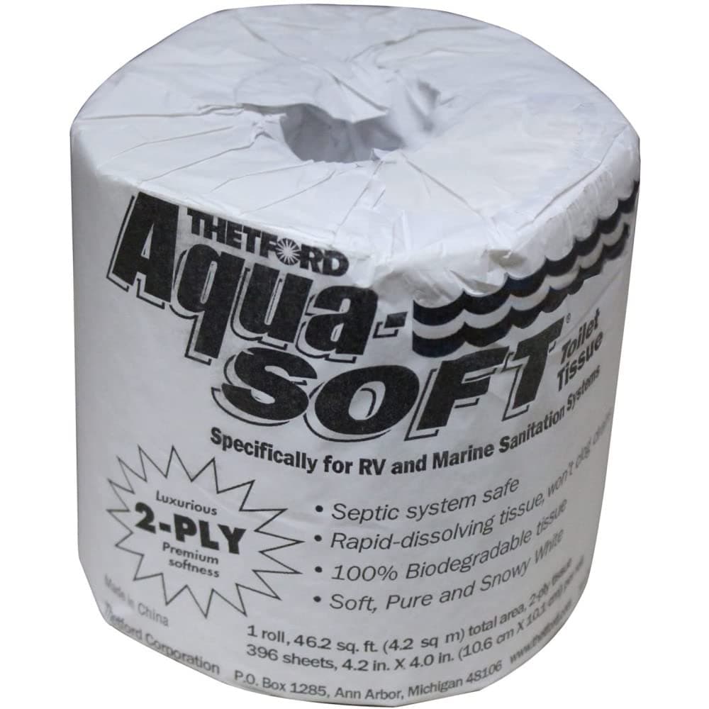THETFORD 24033 Aqua-Soft Single Roll 2-Ply Toilet Tissue