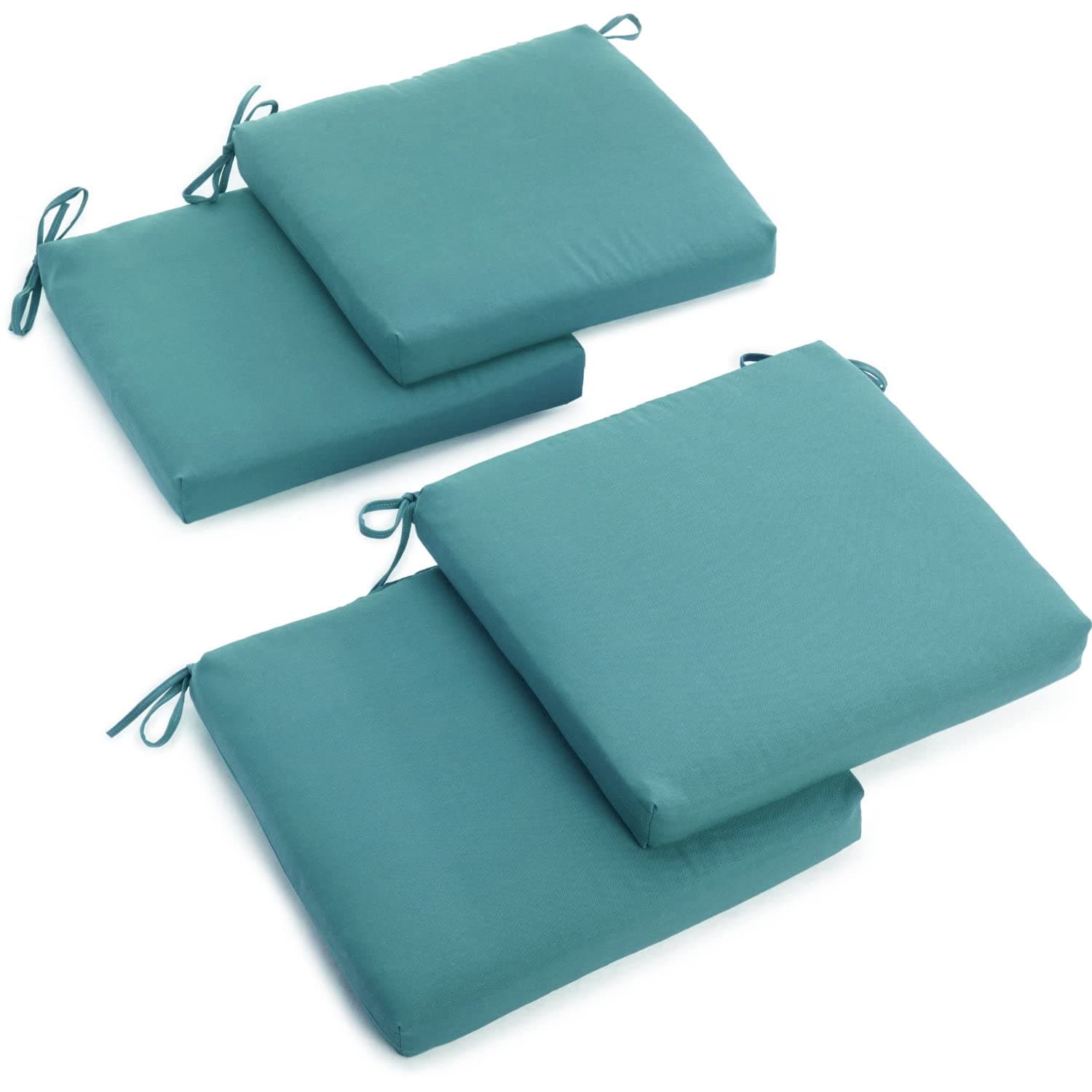 Blazing Needles 20 19-inch Twill Chair Cushion, 20" x 19", Aqua Blue 4 Count
