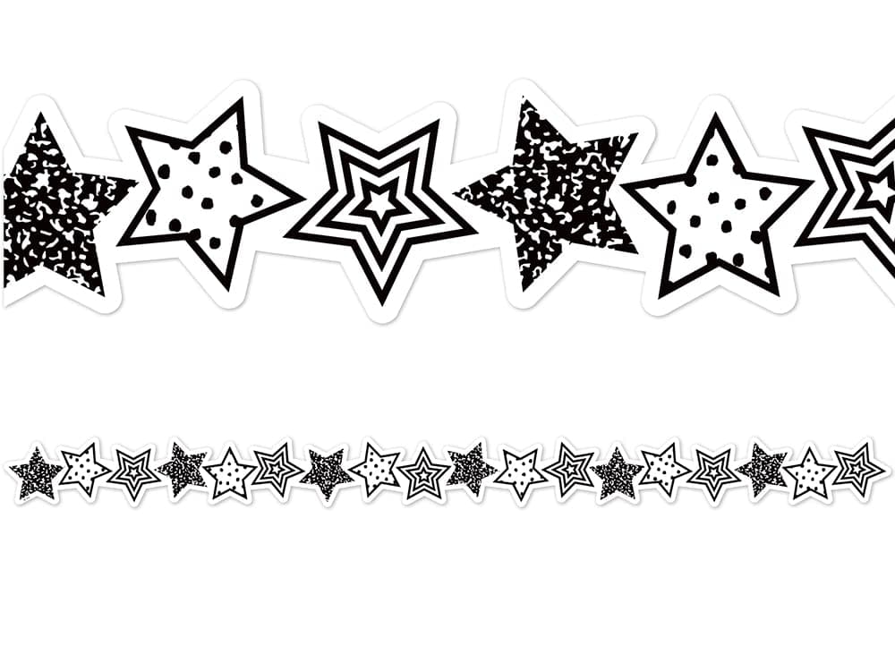Teacher Created Resources Black and White Stars Die-Cut Border Trim