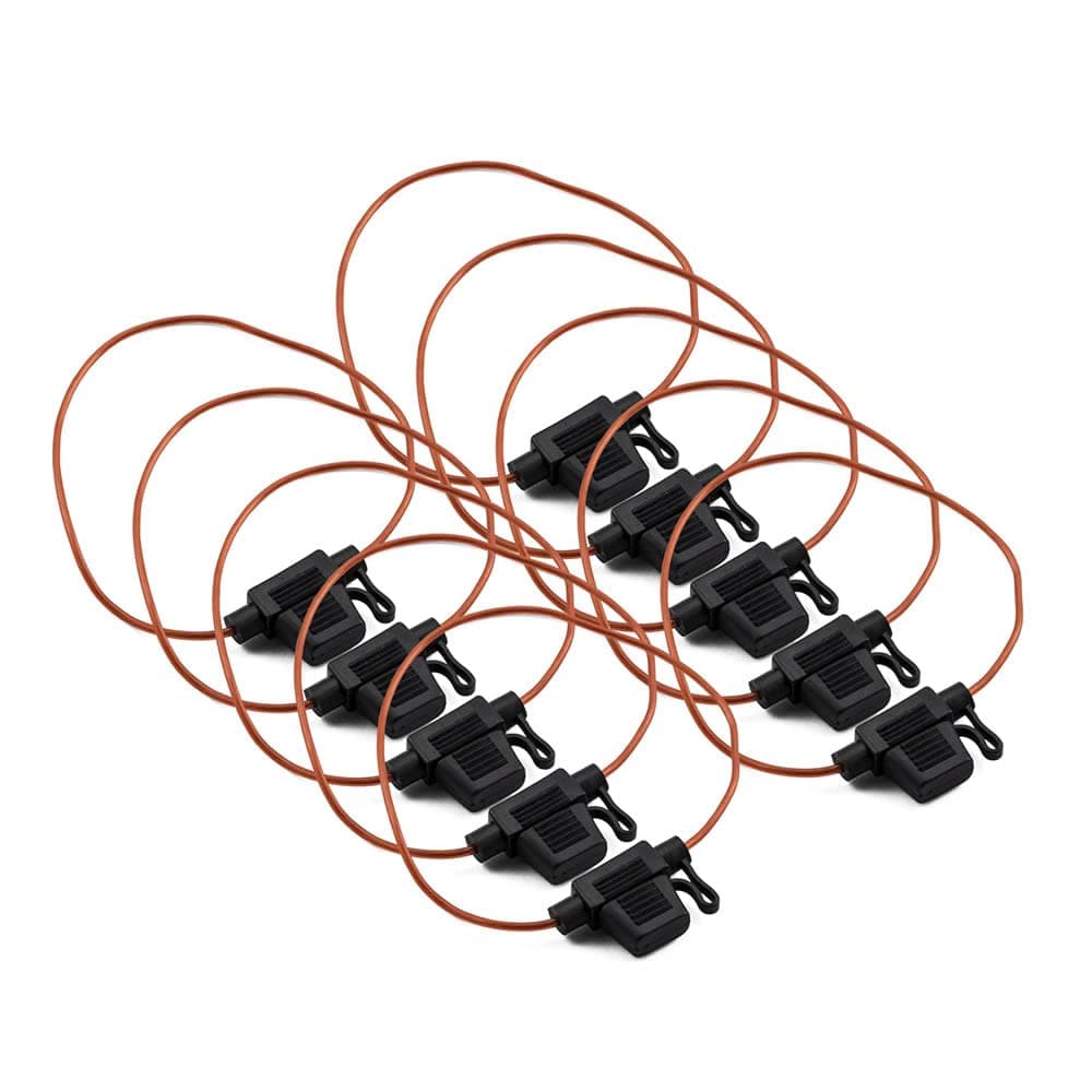Install Bay ATM Water Resistant 18 Ga Fuse Holder W/Cap - 10 Pack