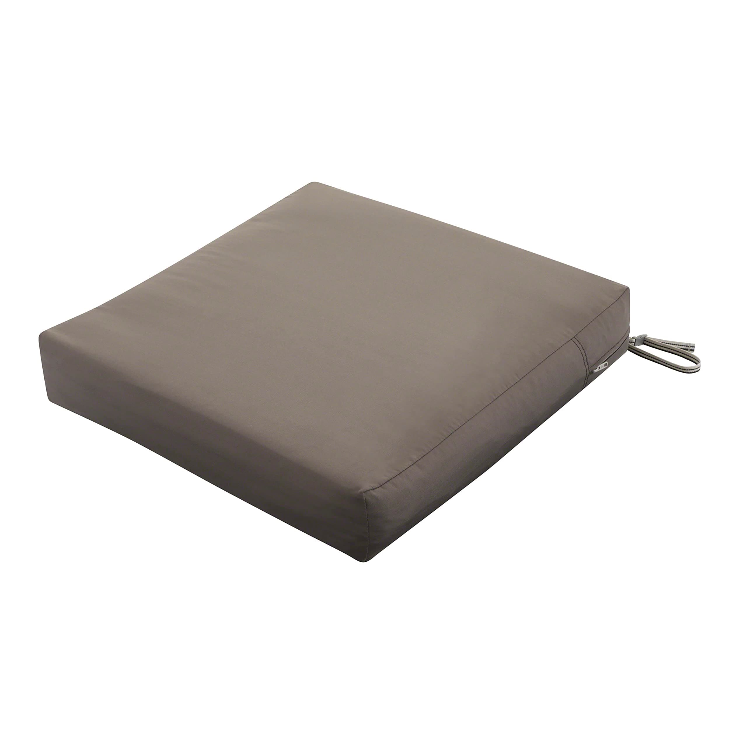 Classic Accessories Ravenna Square Outdoor Patio Seat Cushion, Dark Taupe, 23" W x 23" D x 5" T