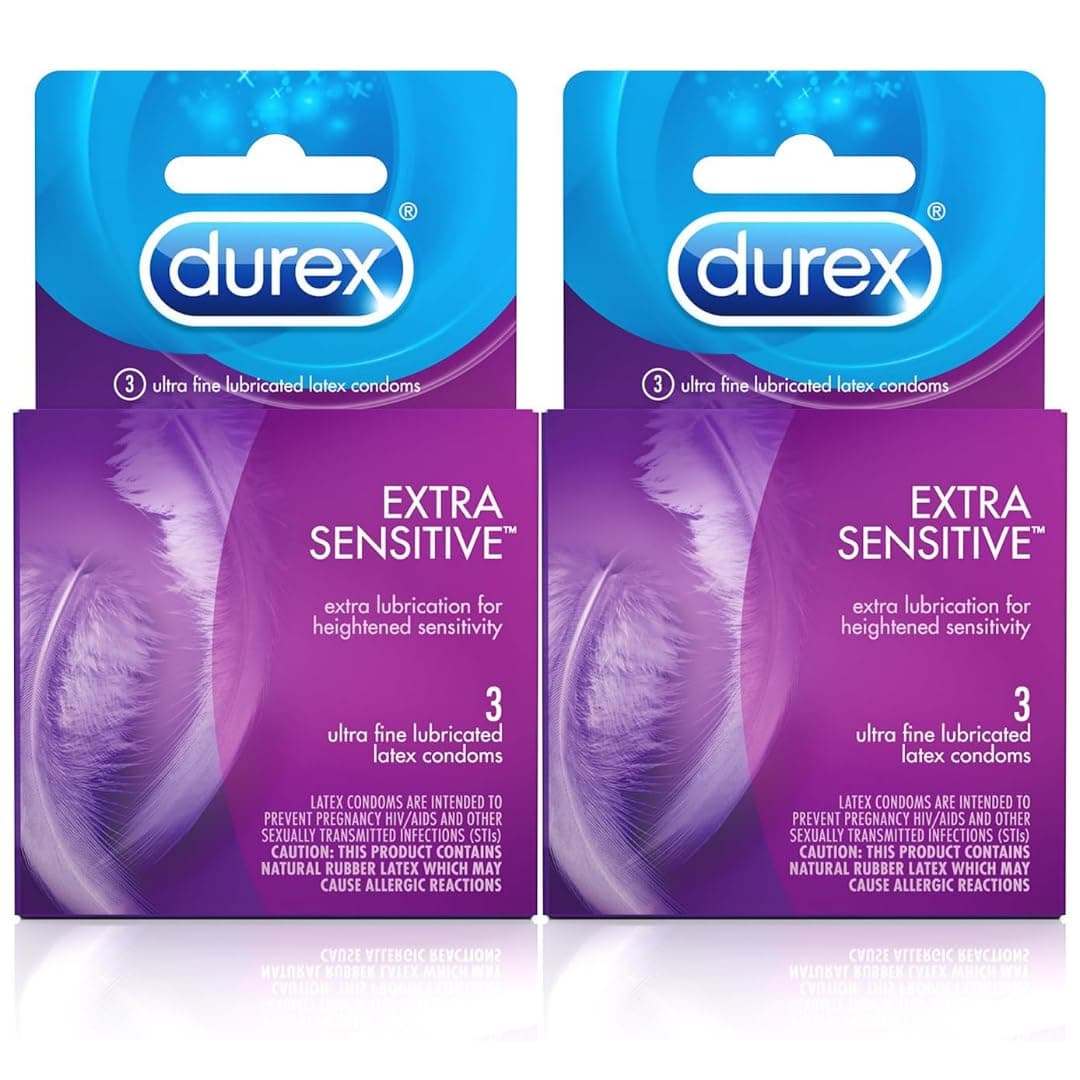 Durex Extra Sensitive Ultra Thin Lubricated Latex Condoms - 3 ct, Pack of 2