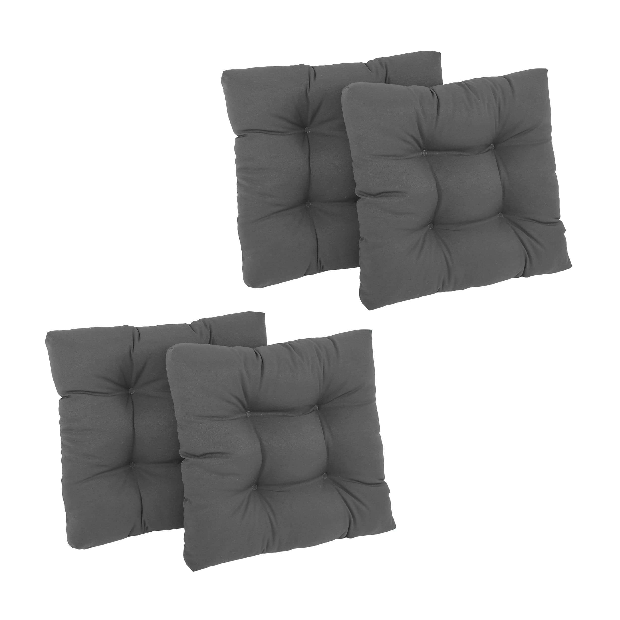 Blazing Needles 19-inch Twill Square Chair Cushion, 19" x 19", Steel Grey 4 Count