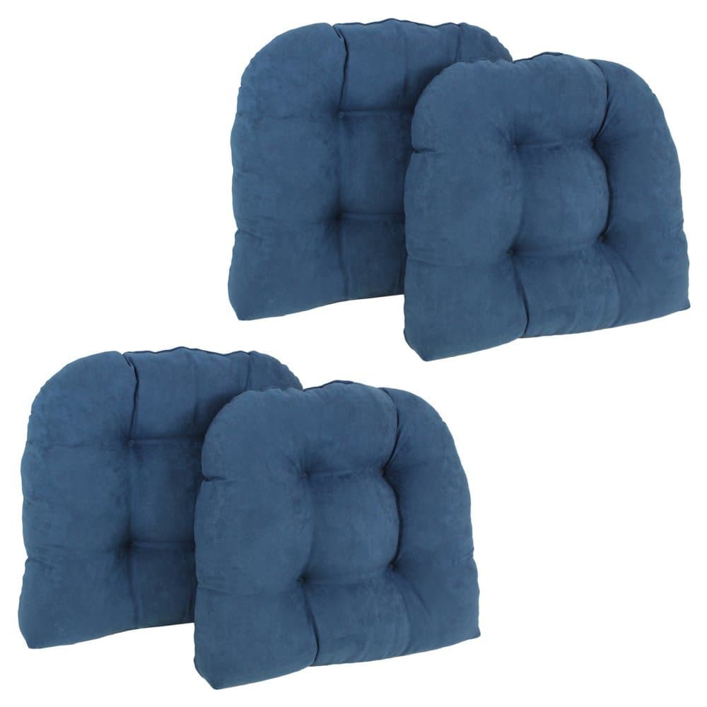 Blazing Needles 19-inch U-Shaped Micro Suede Tufted Dining Chair Cushions (Set of 4) Black