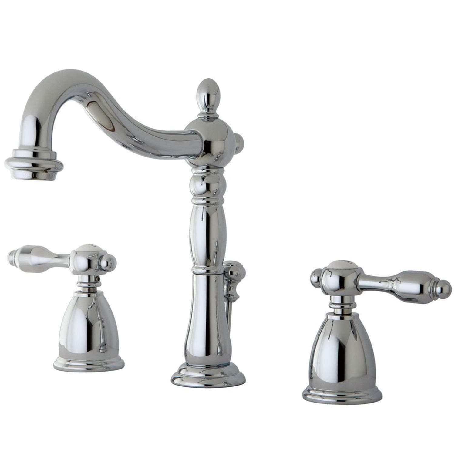 Kingston Brass KB1971TAL Tudor Widespread Lavatory Faucet With ABS/Brass Pop-Up, Polished Chrome, 6-1/2 inch in Spout Reach, Polished Chrome
