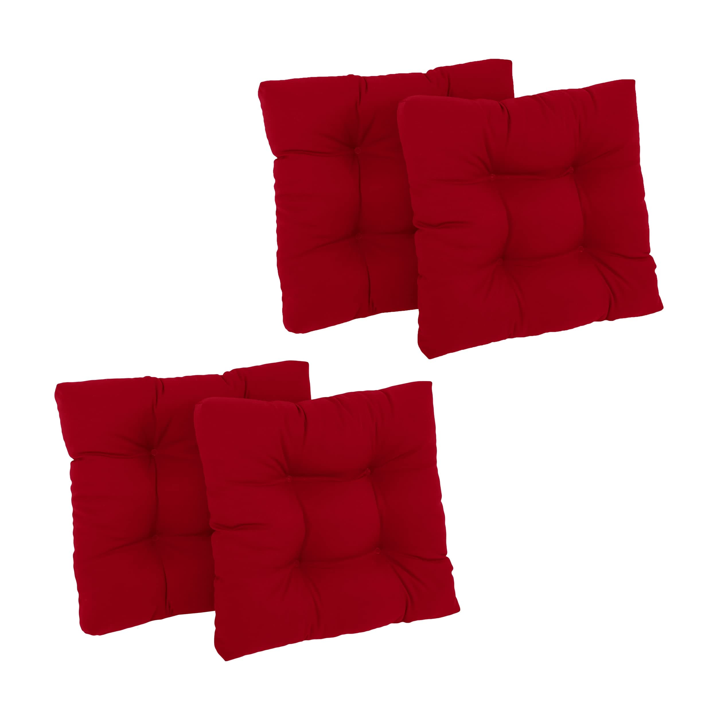 Blazing Needles 19-inch Squared Twill Tufted Dining Chair Cushions (Set of 4)