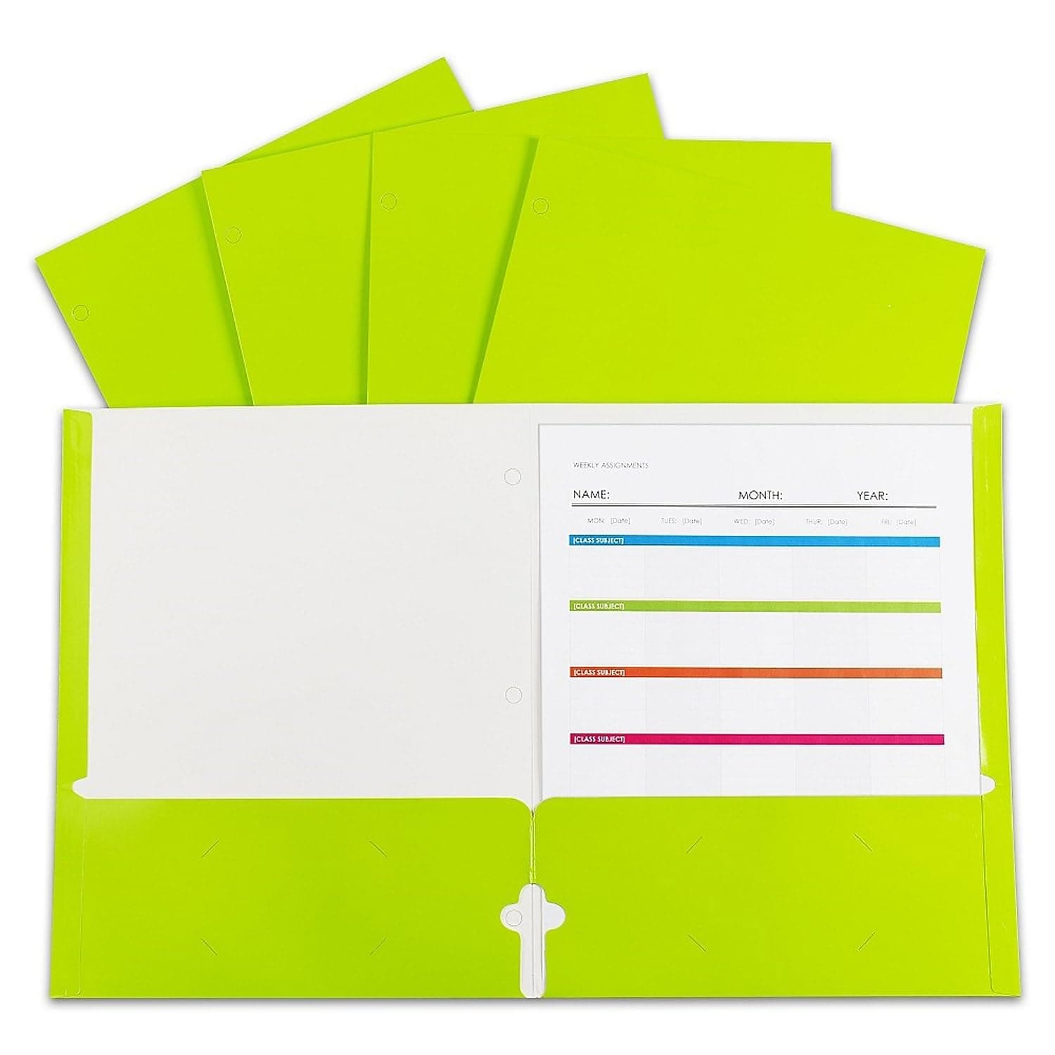 C-Line Laminated Paper, 3-Hole Punched, 2-Pocket Portfolio, Green, Box of 25 (Cli06313)