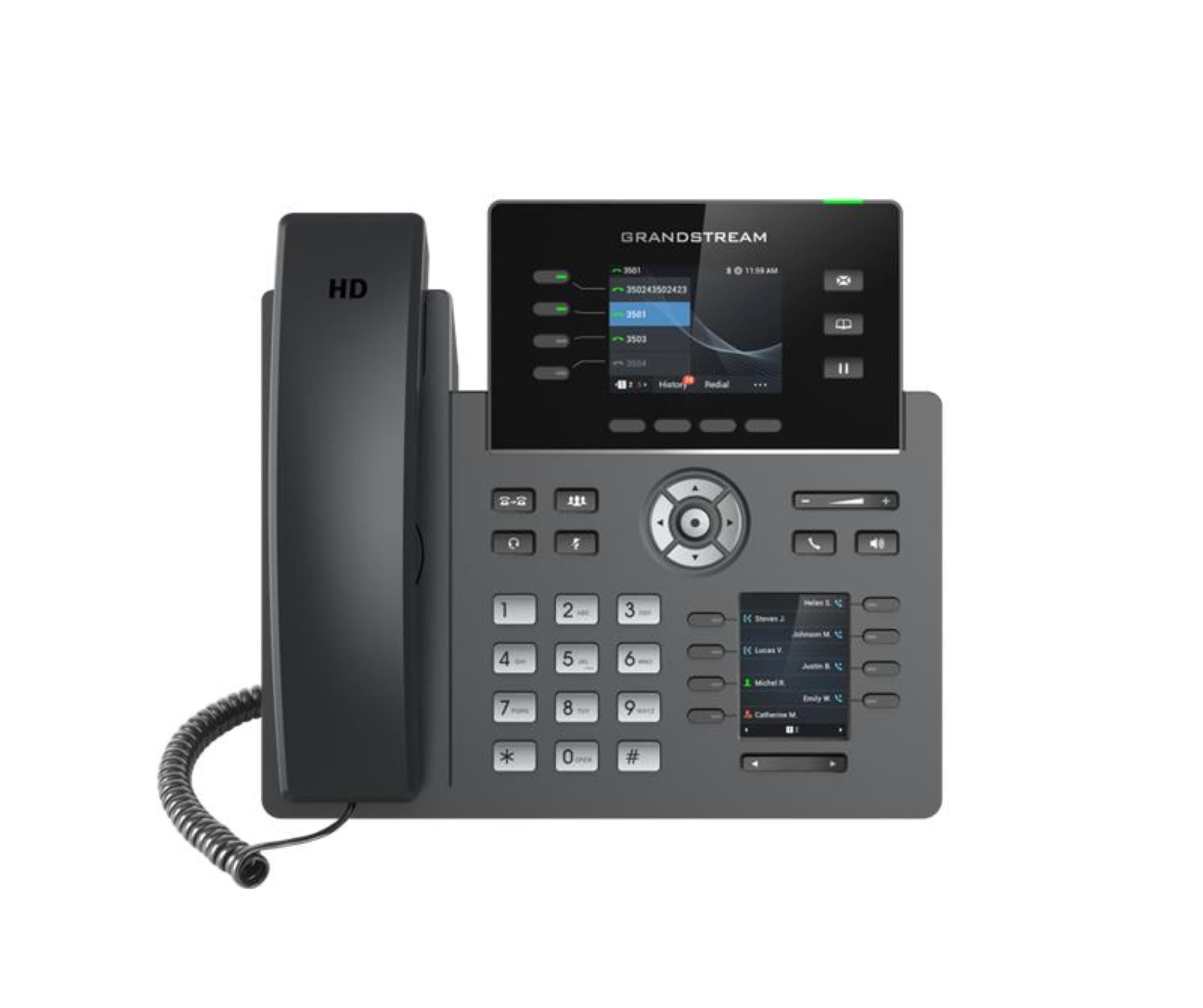 Grandstream GRP2614 IP Phone | 4 Lines, 6 SIP Accounts | 2.8-Inch Color Display | Dual-Port Gigabit Ethernet with Integrated PoE