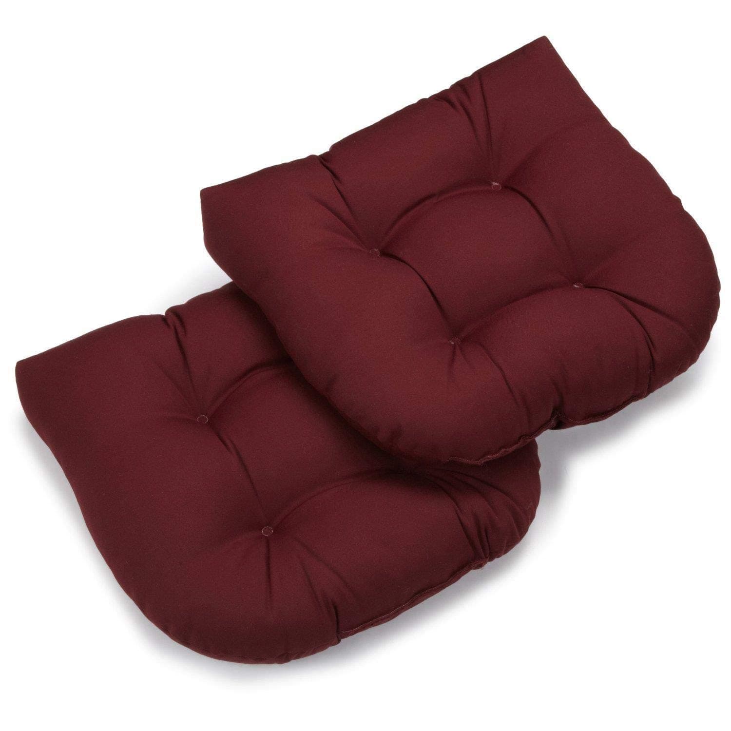 Blazing Needles 19-inch U-Shaped Twill Tufted Dining Chair Cushion (Set of 2) Burgundy