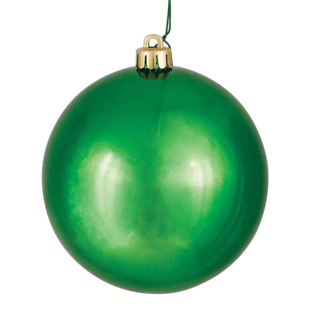 Vickerman 2.4" Christmas Ornament Ball, Green Shiny Finish, Shatterproof Plastic, UV Resistant, Holiday Christmas Tree Decoration, 24 Pack