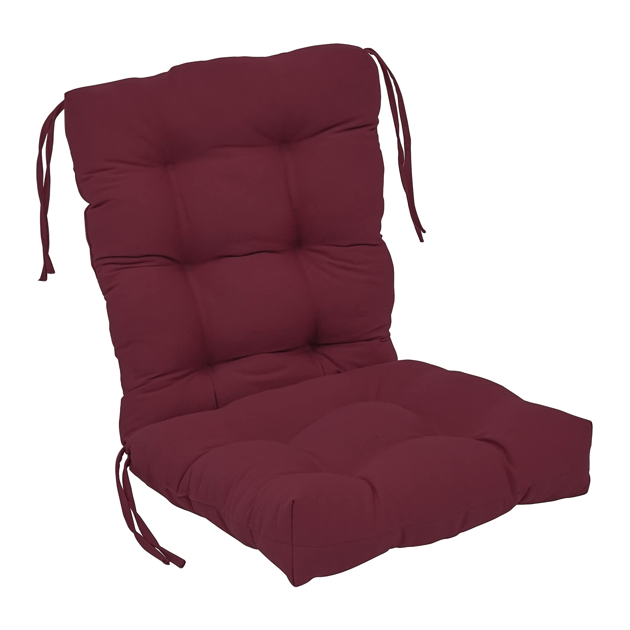 Blazing Needles 18-inch by 38-inch Twill Seat/Back Tufted Chair Cushion, 18" x 38", Burgundy, 1 Count