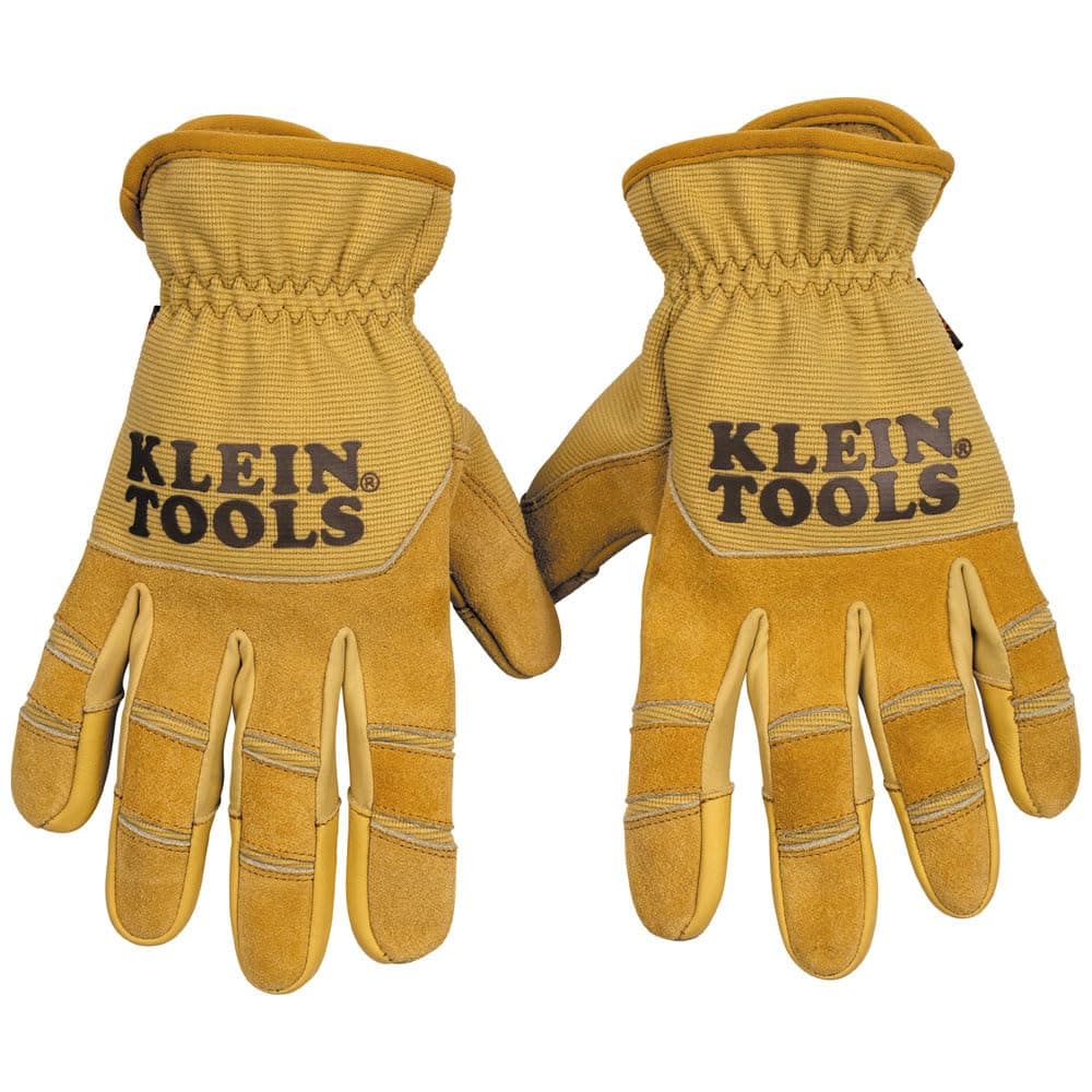Klein Tools 60608 Work Gloves, All-Purpose Premium Leather Gloves, Abrasion-Resistant, Heavy-Duty, Ideal for Wire Pulling Work, Large