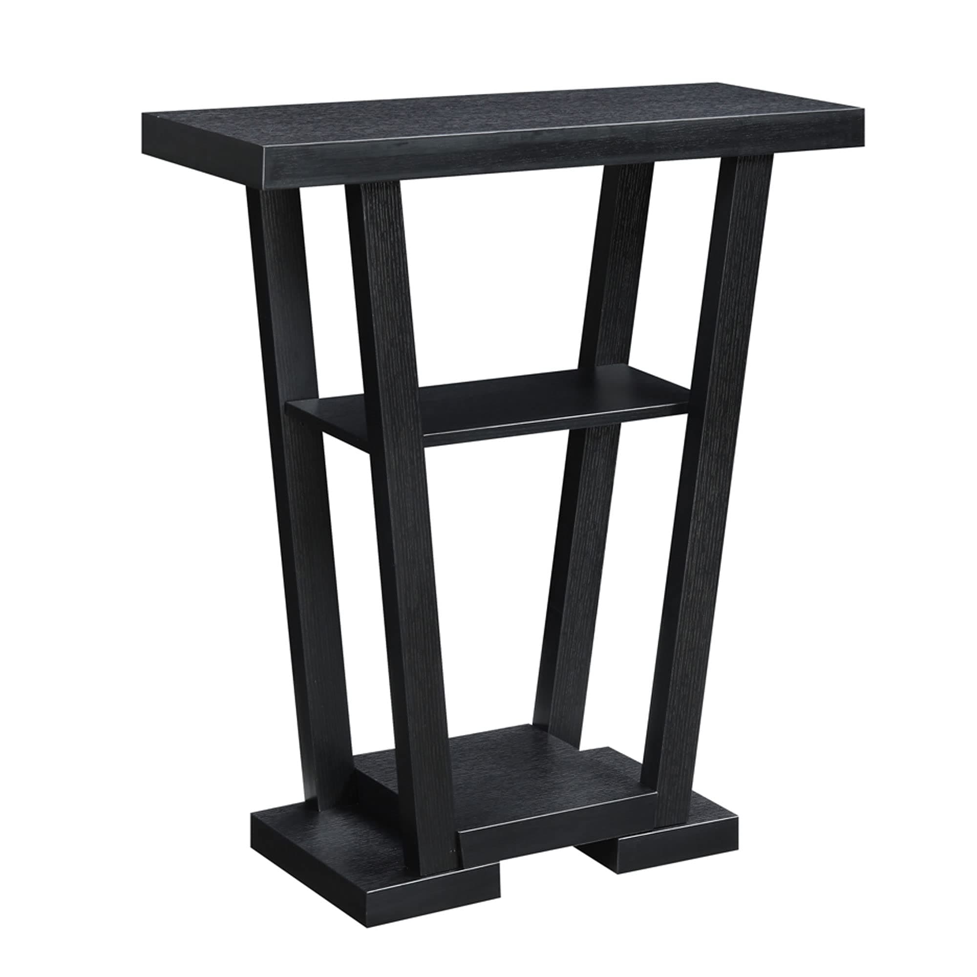 Convenience Concepts Newport V Console Table 31.5" - Modern Sofa Table with Storage Shelves, Narrow Entryway Hall Table for Living Room, Display Accent Table, Black