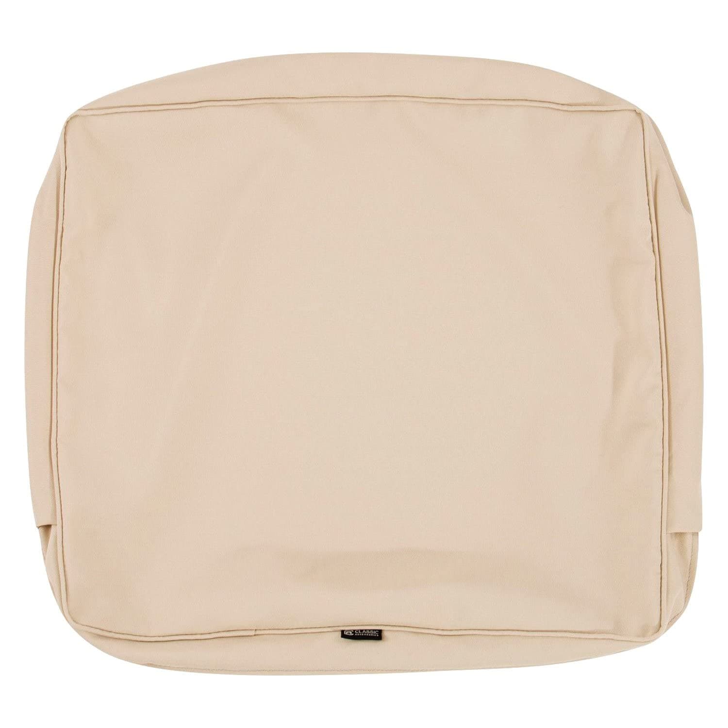 Classic Accessories Montlake Water-Resistant 19 x 20 x 4 Inch Outdoor Back Cushion Slip Cover, Patio Furniture Cushion Cover, Antique Beige, Patio Furniture Cushion Covers