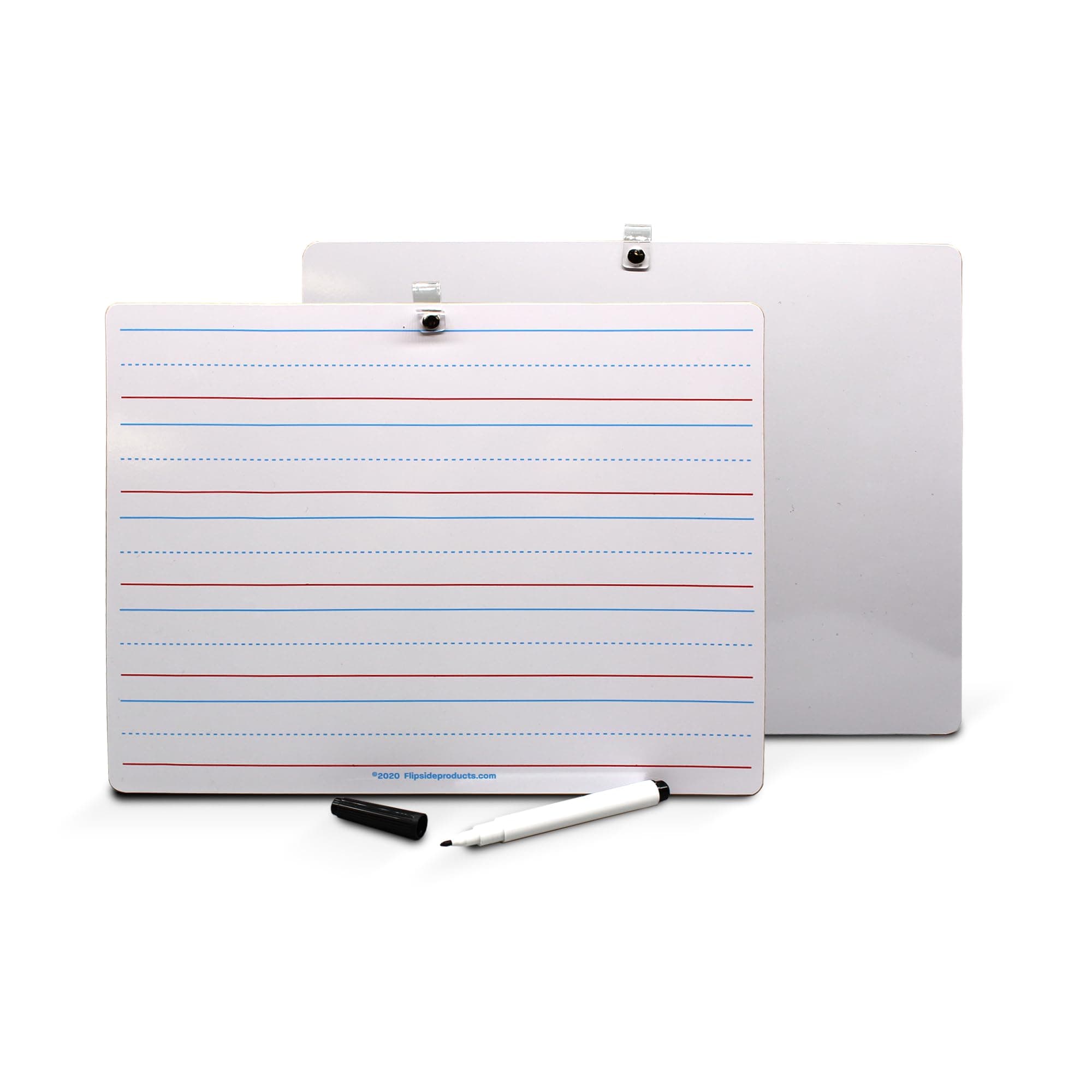 Flipside Products 9" x 12" Two Sided Dry Erase Red & Blue Ruled with Attached Marker, Learn to Write, Lined for Writing Practice, Pack of 24